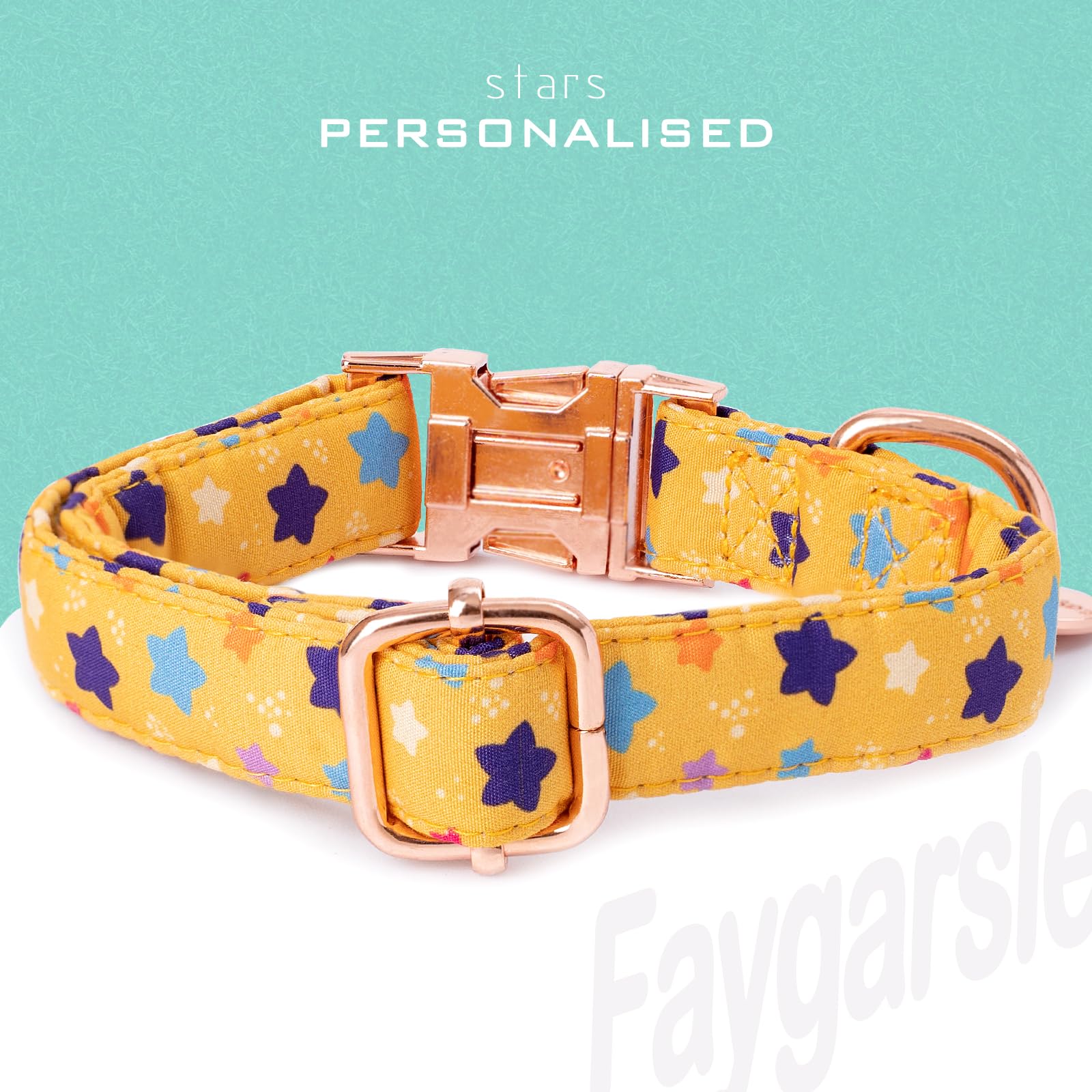 Faygarsle Yellow Stars Pattern Dog Collar For Small Medium Large Dogs Cute Puppy Collars For Female Dogs For Summer Spring Weddi