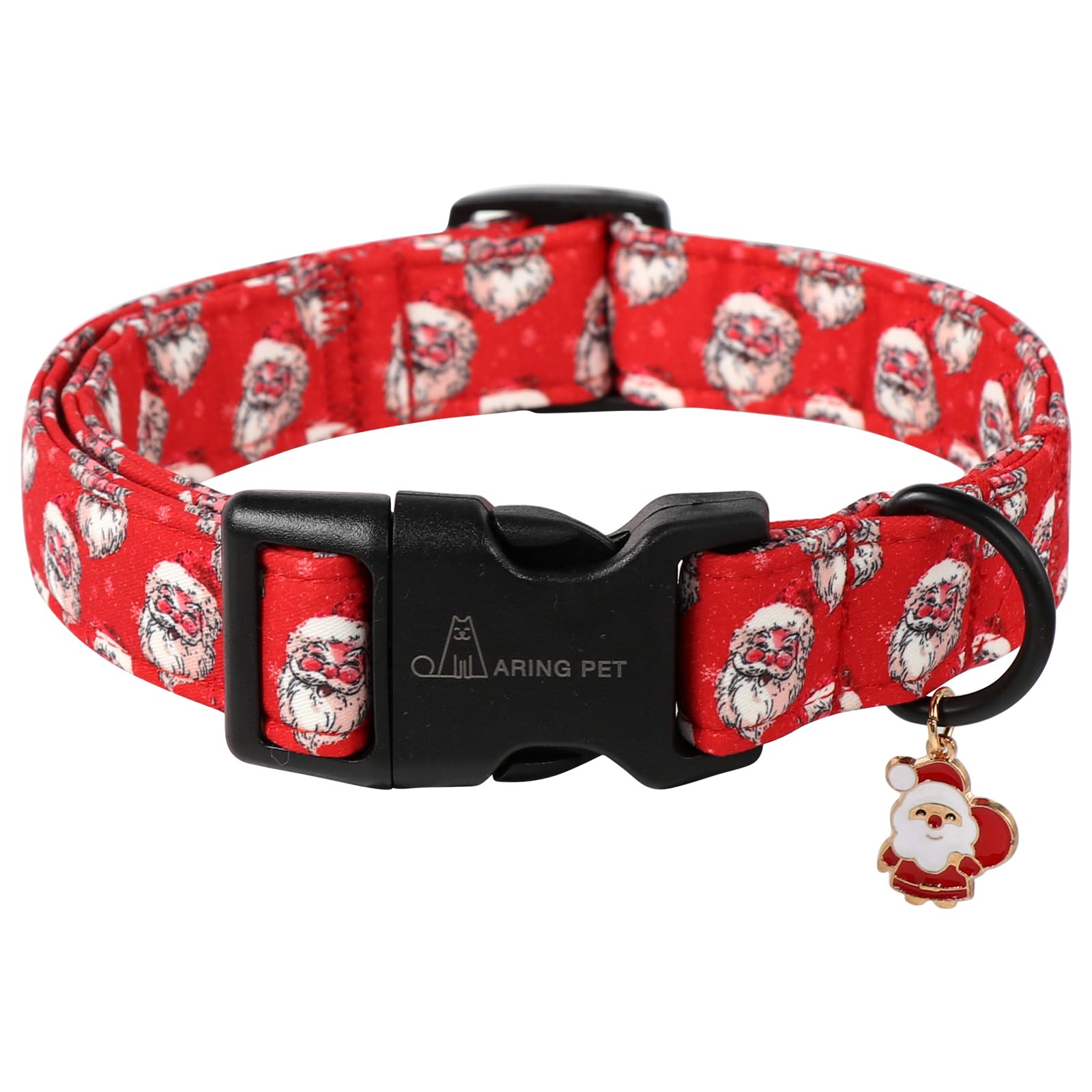 Aring Pet Christmas Dog Collar-Cute Red Santa Claus Dog Collars, Adjustable Christmas Pet Collars Puppy Collar With Quick Releas