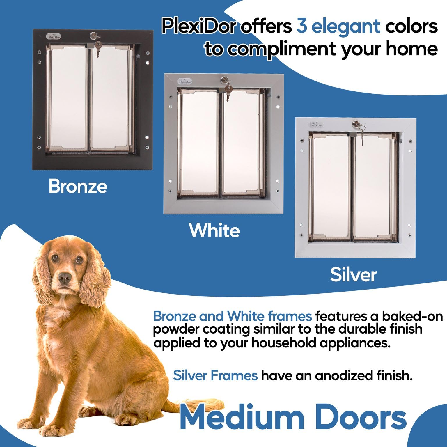 Plexidor Performance Pet Doors For Dogs And Cats - Door Mount Dog Door With Lock And Key - White, Medium Sizes