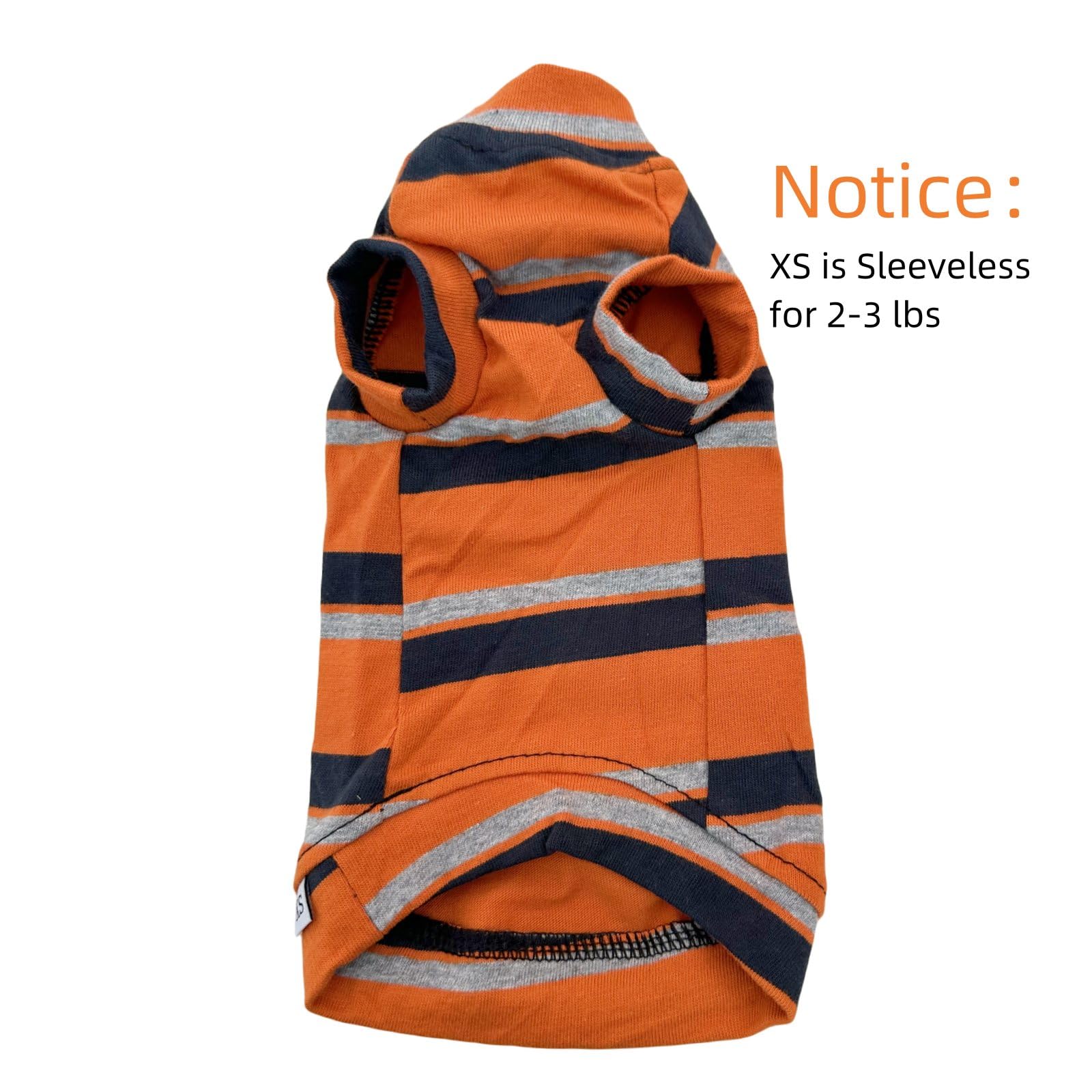 Vintage Stripes Sphynx Hairless Cats Shirt Cotton Cat Turtleneck Pet Clothes Kitten T-Shirts With Sleeves For Sphynx Cats (Orang