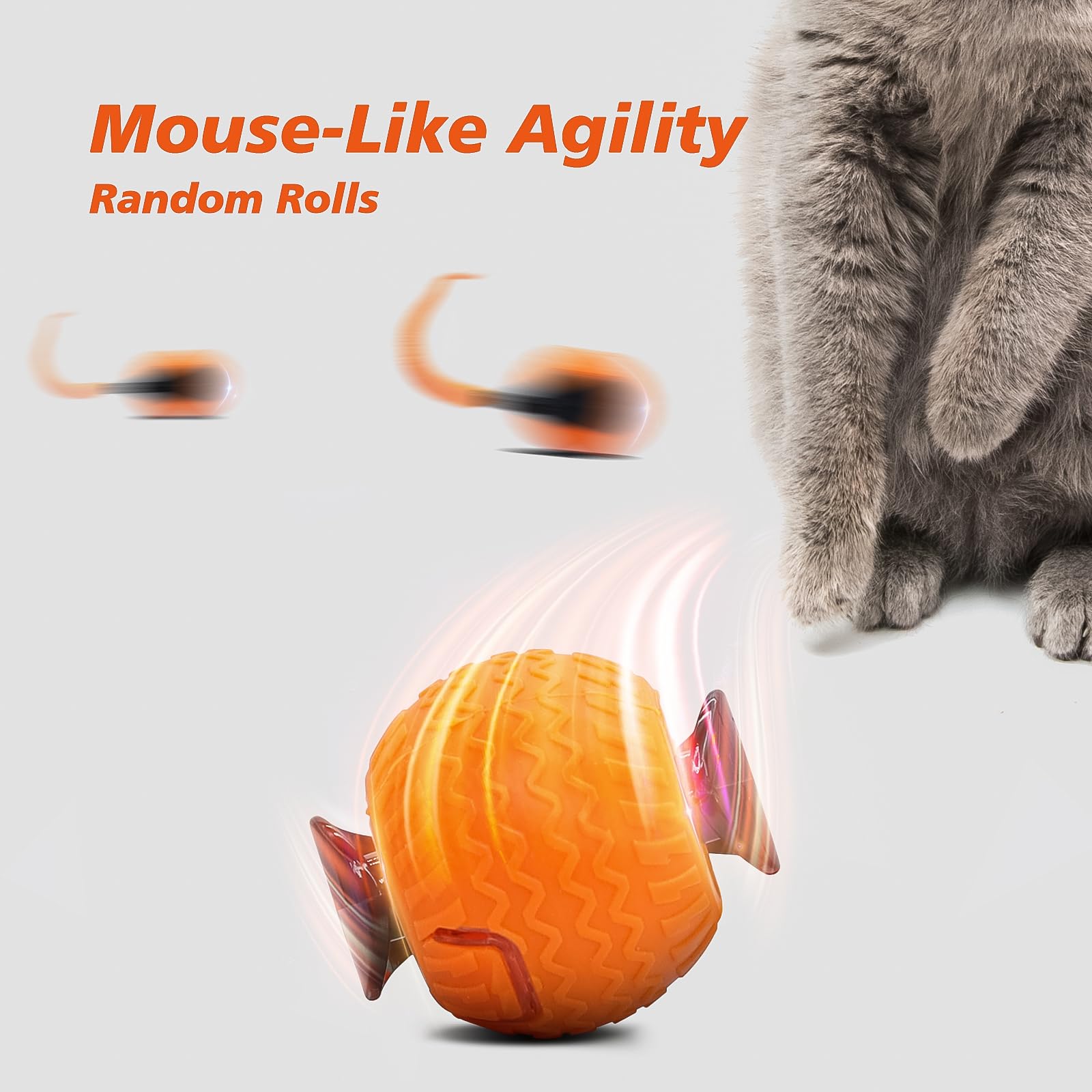 Wisafoi Interactive Cat Toy For Indoor Cats, Speedy Ball With Tail, Automatic Moving Cat Balls For Bored Indoor Adult Cats, 360A