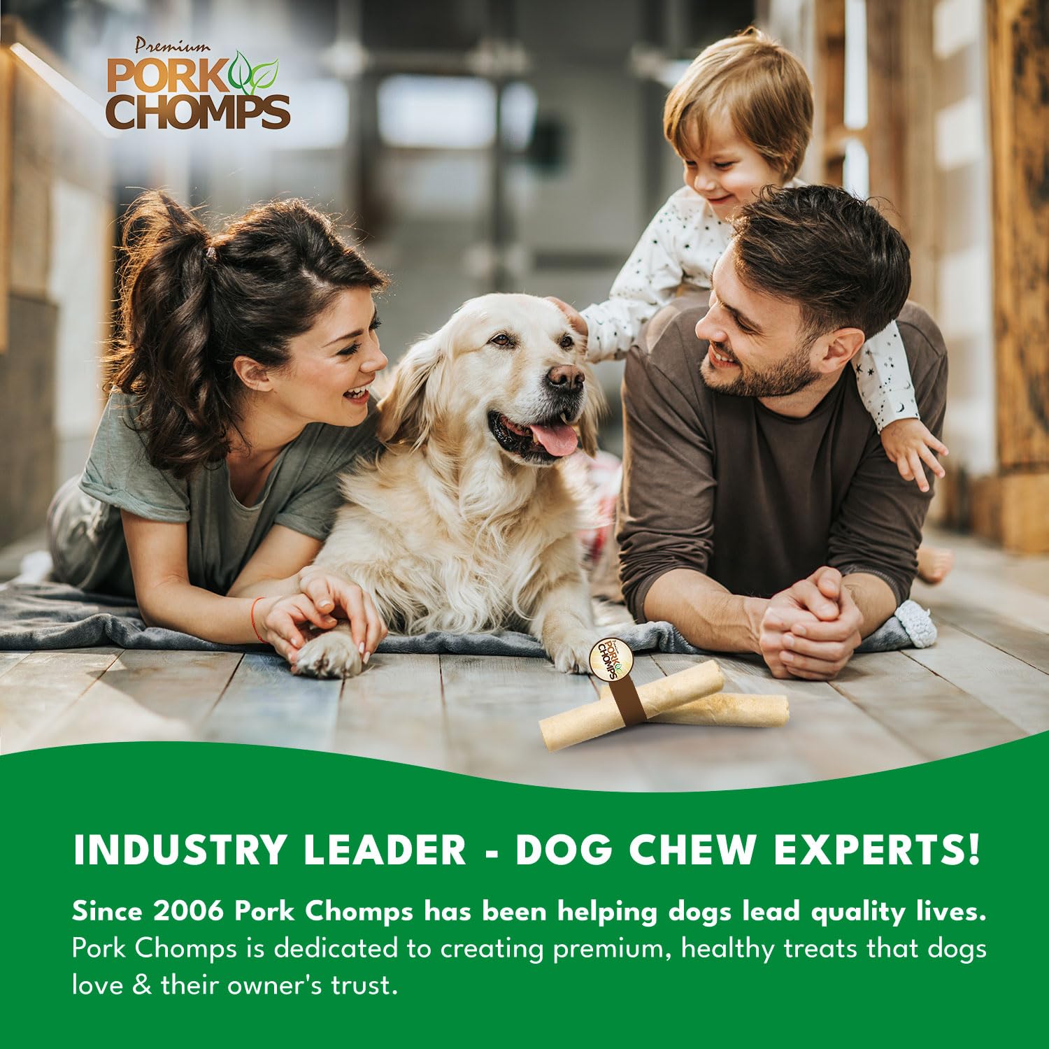 Pork Chomps Baked Pork Skin Dog Chew, 8-inch Roll, 1 Count