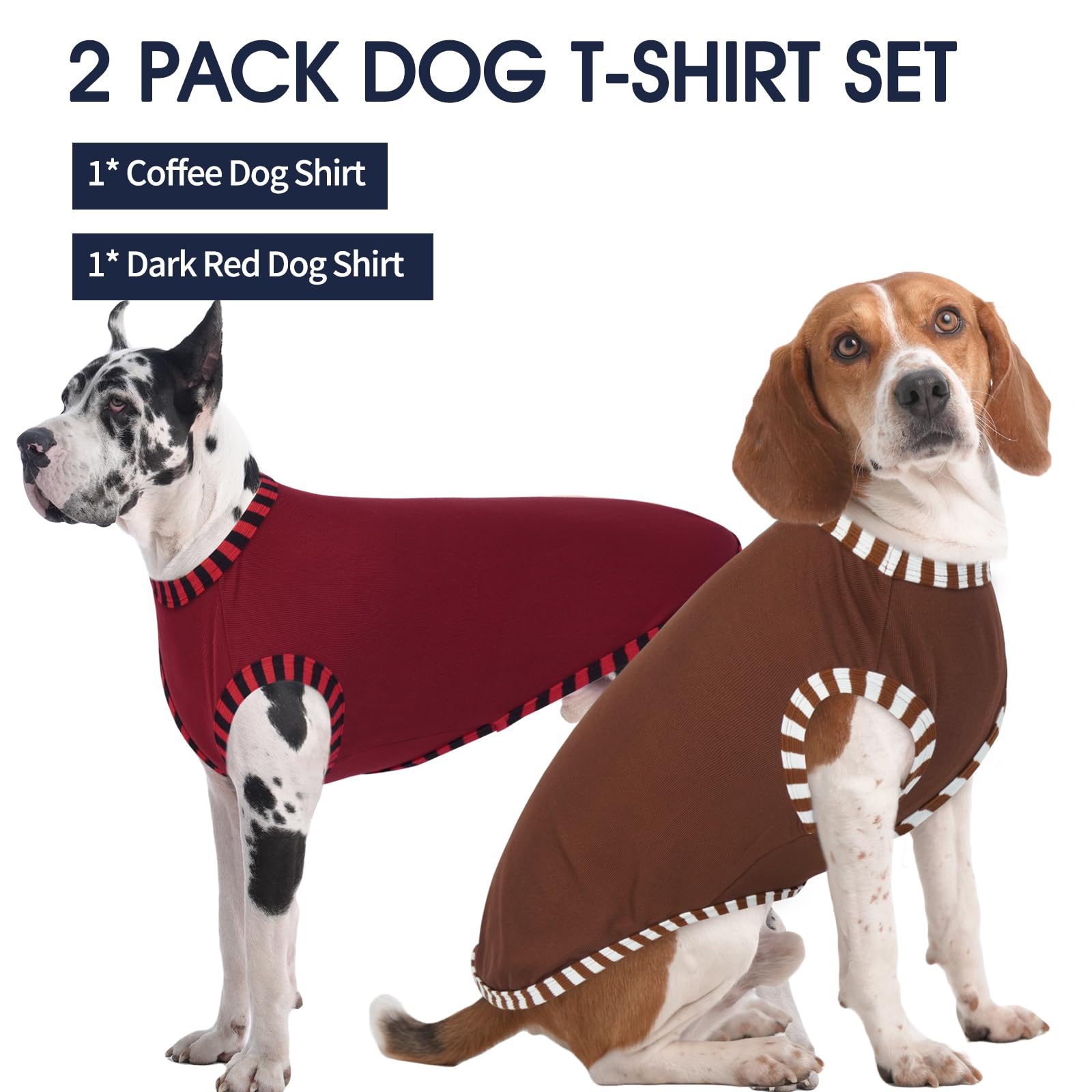 Iecoii 2 Pack Dog T-Shirt For Large Dogs,Breathable Tshirts For Hot Weather,Stretchy & Comfortable Pet Summer Clothes Outdoor An