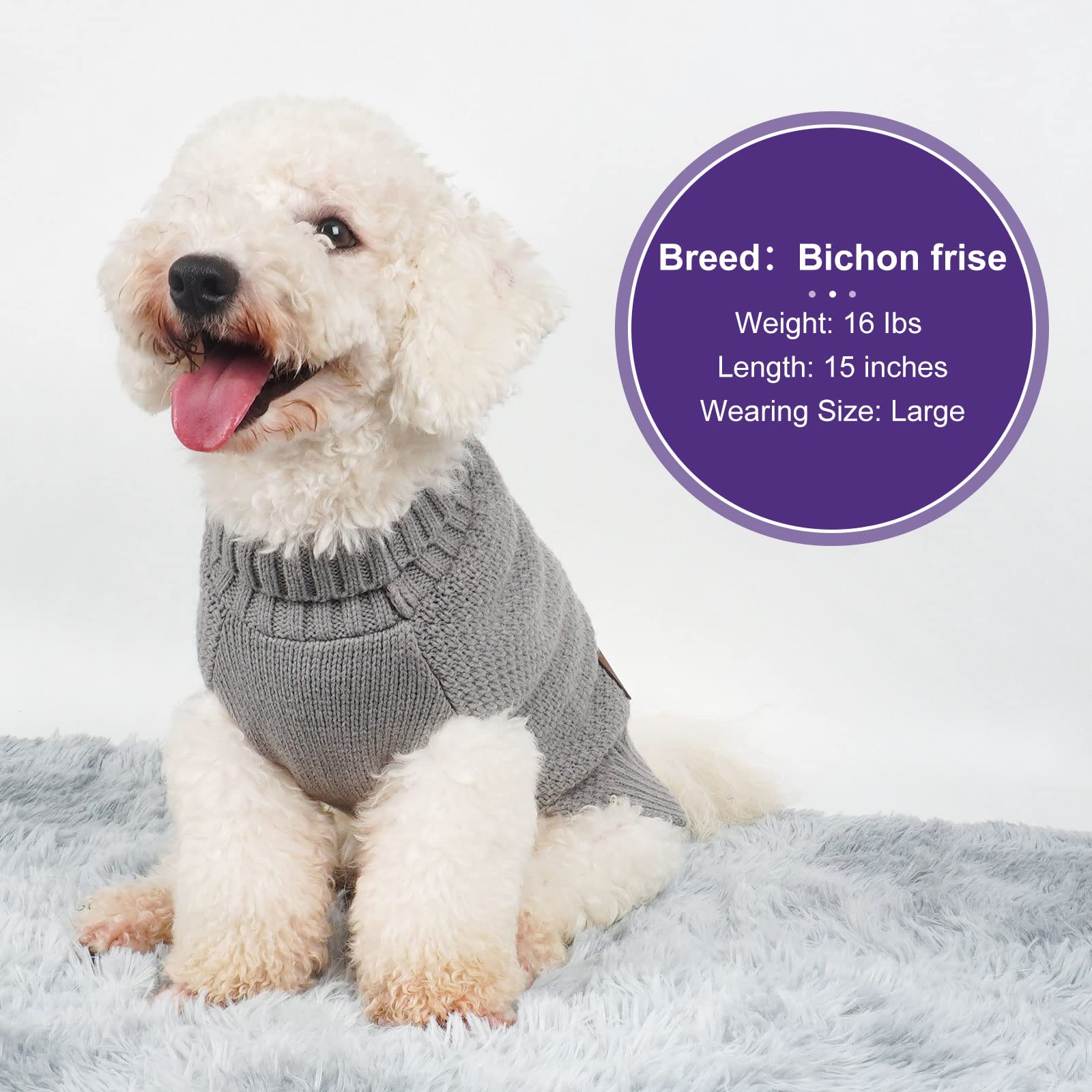 Cyeollo Dog Sweaters Turtleneck Knitted Sweater With Leash Hole Winter Pet Clothes Dog Sweaters For Small Dogs