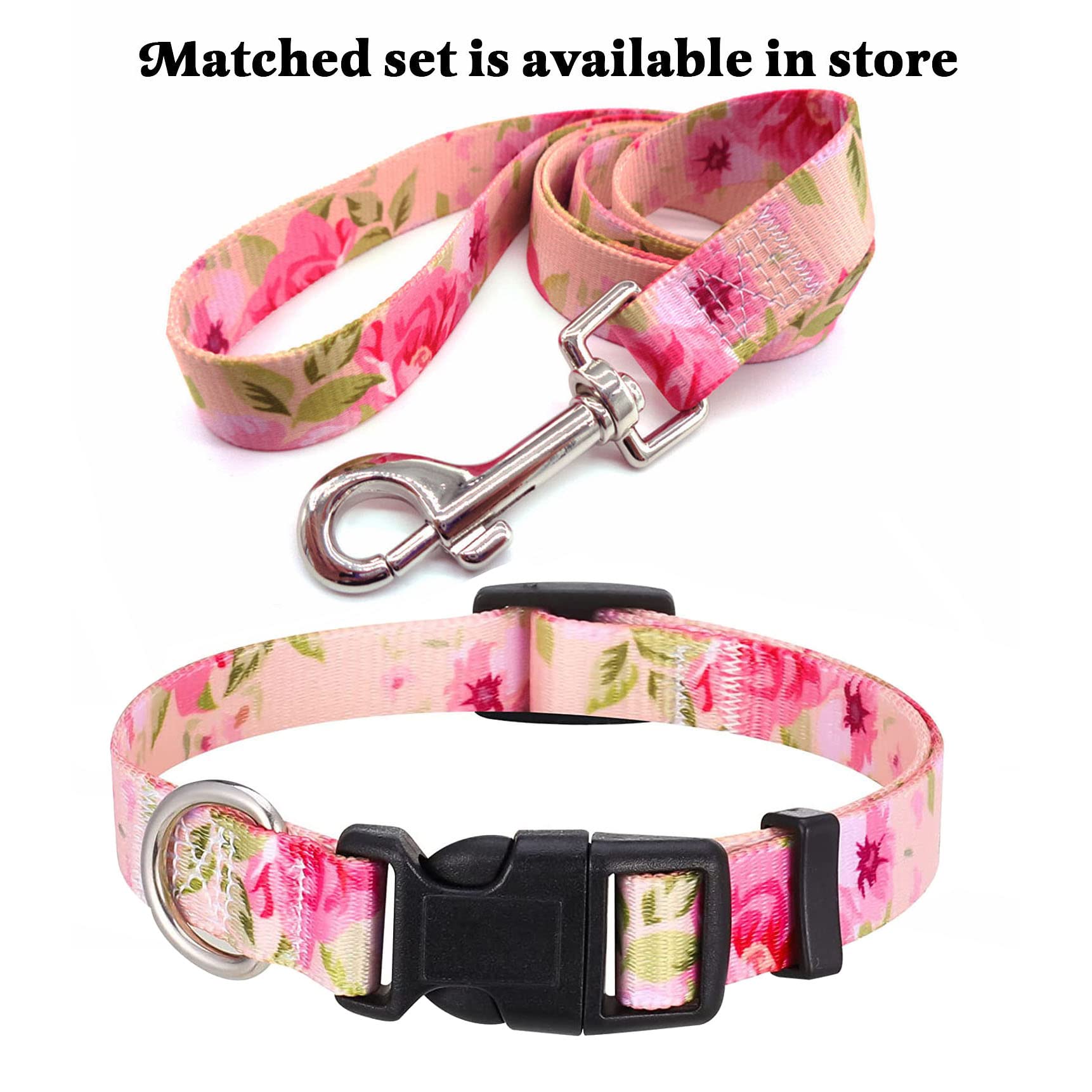 Mihqy Dog Collar With Bohemia Floral Tribal Geometric Patterns - Soft Ethnic Style Collar Adjustable For Small Medium Large Dogs (Pink Rose,Xs)