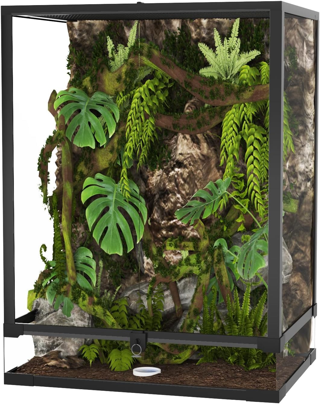 Garvee 67 gal Reptile Tall Glass Terrarium, 36 in x 18 in x 24 in Reptile Tank Double Hinge Door with Top Screen Ventilation, Ea