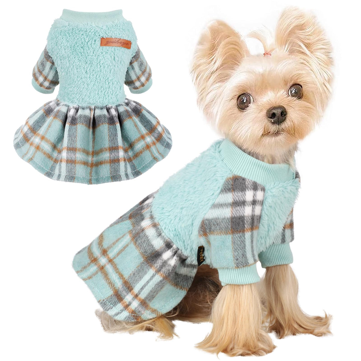 slim fit dress slacks Doggie Design Blue Daisy Dog Dress with Matching Leash (Medium)