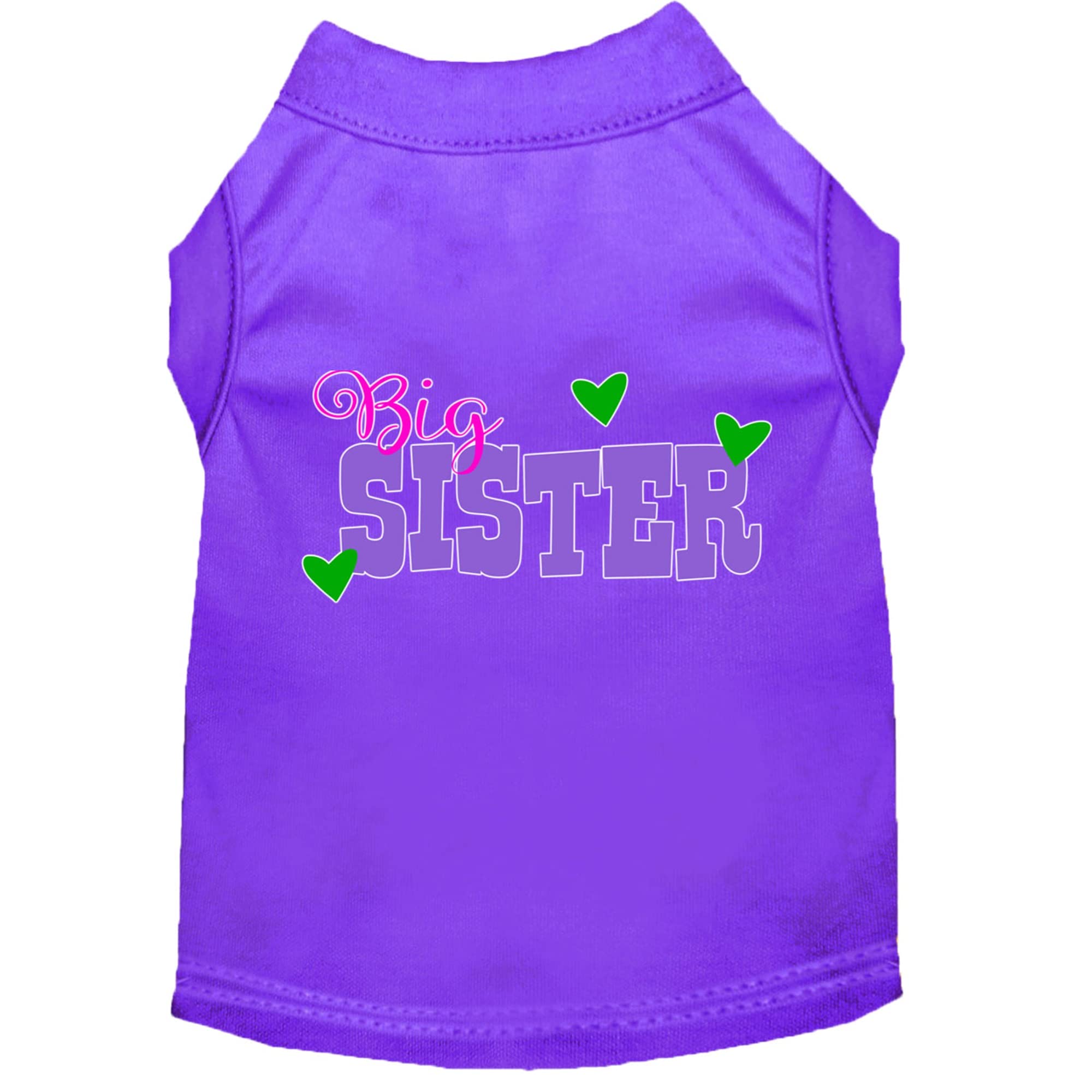 Pet Dog & Cat Shirt Screen Printed, &quot;Big Sister&quot; Purple MD (6-10 lbs.)