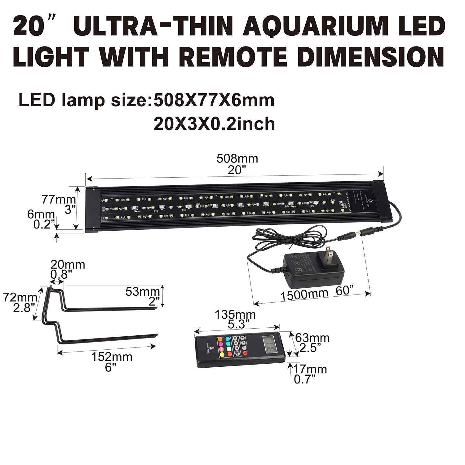 Water Rebirth Aquarium Lights Fish Tank Light (Remote Controller Version, 20-26'')