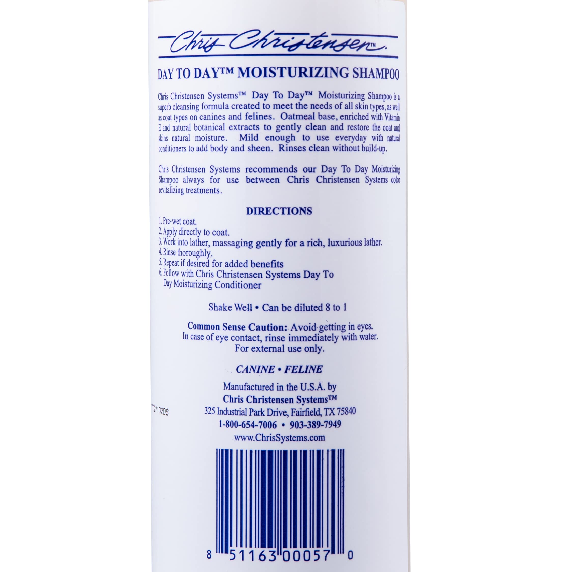 Chris Christensen Day To Day Ultra Concentrated Dog Shampoo, Makes Up To 8 Bottles, Groom Like A Professional, Moisturizing, All Coat Types, For Daily Use, Made In Usa, 16Oz