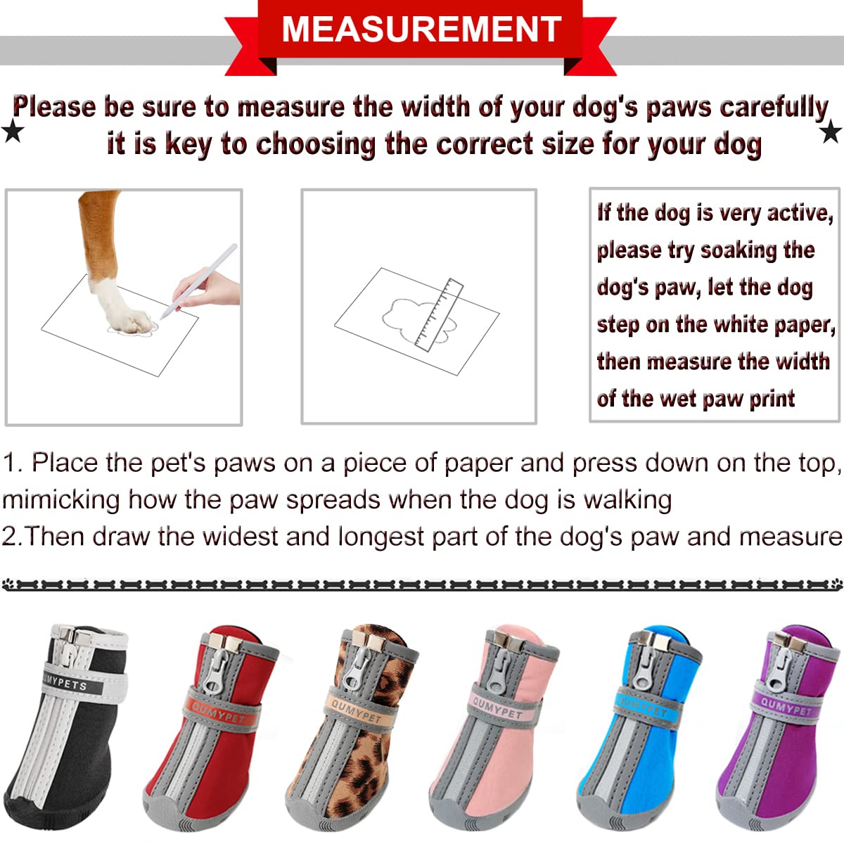 Qumy Dog Shoes For Small Dogs, Puppy Dog Boots & Paw Protector For Winter Snow Day, Summer Hot Pavement, Waterproof In Rain Weat
