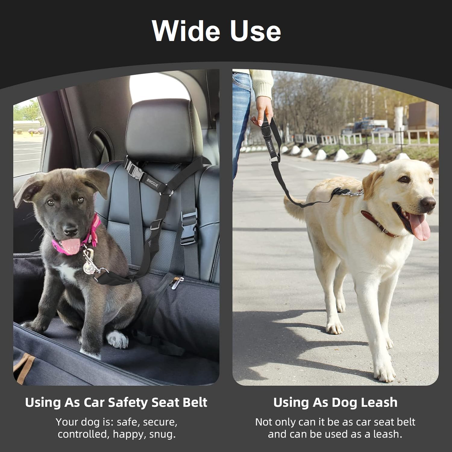 3 Pack Dog Seat Belt For Car, Car Headrest Restraint Adjustable Nylon Fabric, Dog Restraints Vehicle Seatbelts Harness