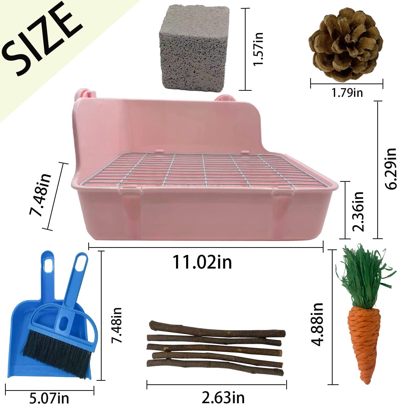 Muyg 11Pcs Rabbit Litter Box Toilet,Bunny Corner Litter Bedding Plastic Square Grate Guinea Pig Bunny Ferret Hamster Hedgehog, P
