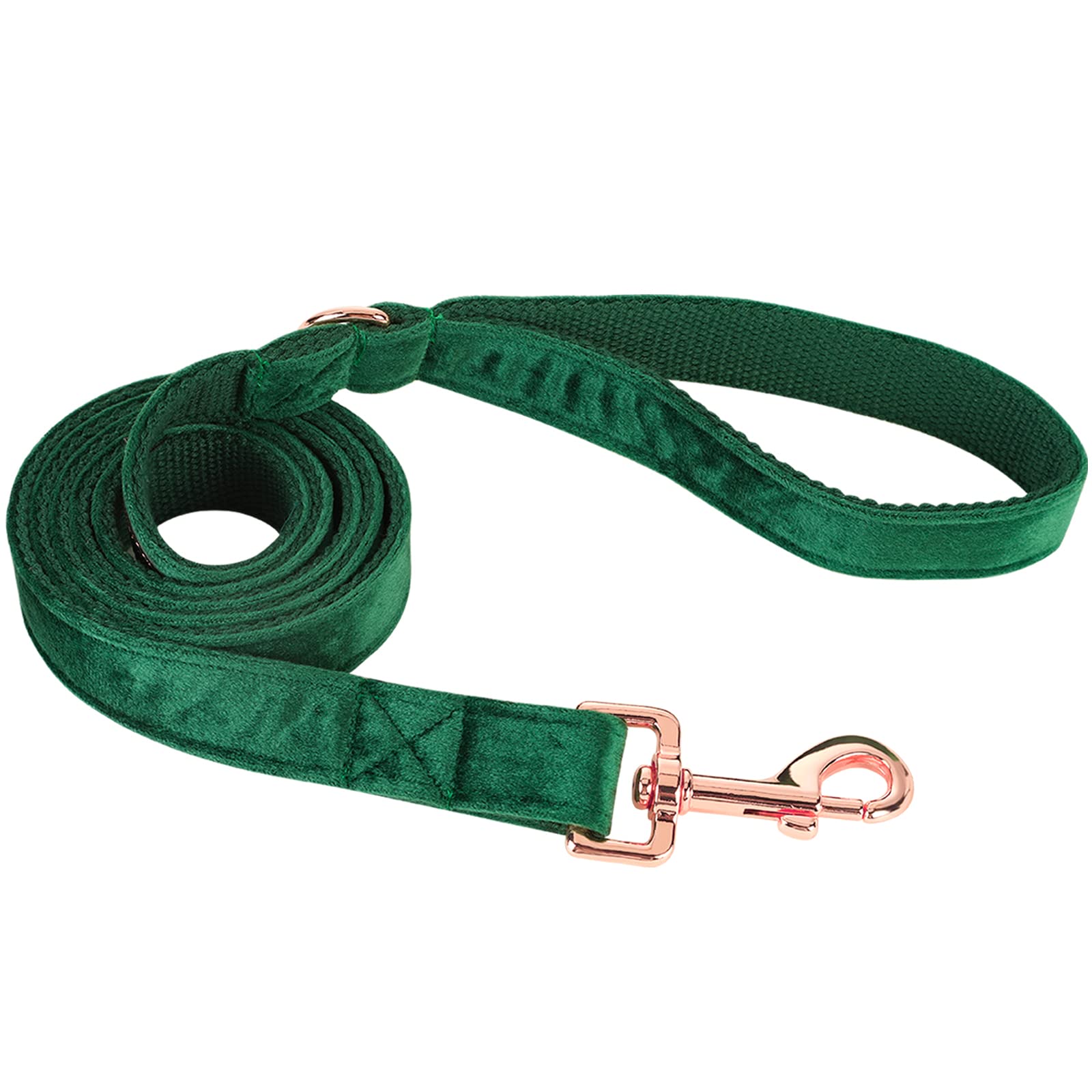 Aring Pet Dog Leash, Velvet Dog Leashes Matching Dog Collars, Handmade Strong Dark Green Christmas Dog Leash For Small Medium La