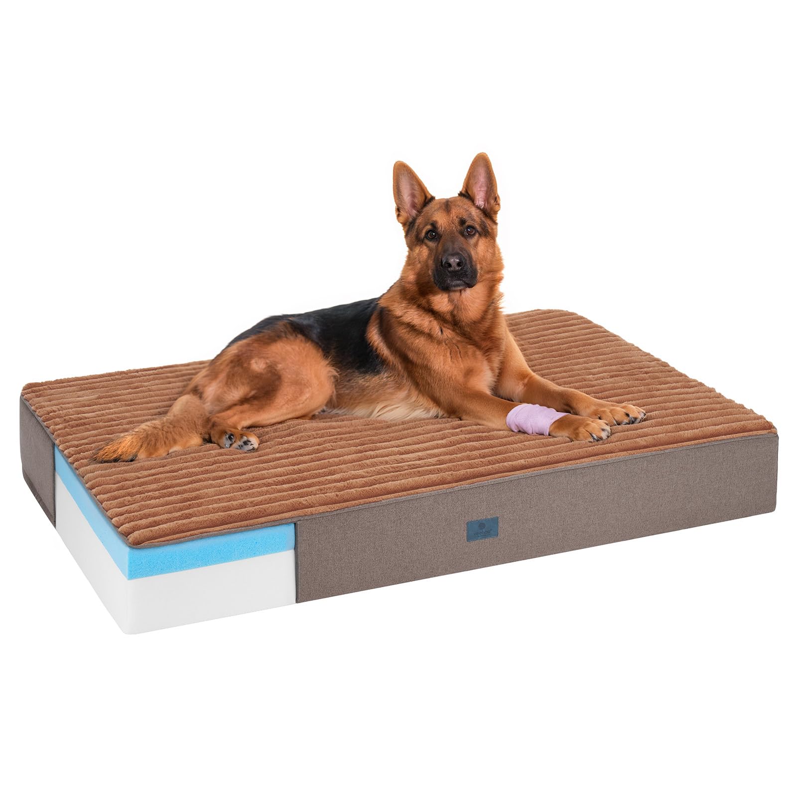 Veehoo Orthopedic Memory Foam Dog Bed, 7 Inch Thick Extra Large XXL Dog Bed for Senior Dogs with Ultra-Soft Fluffy Surface, Wate