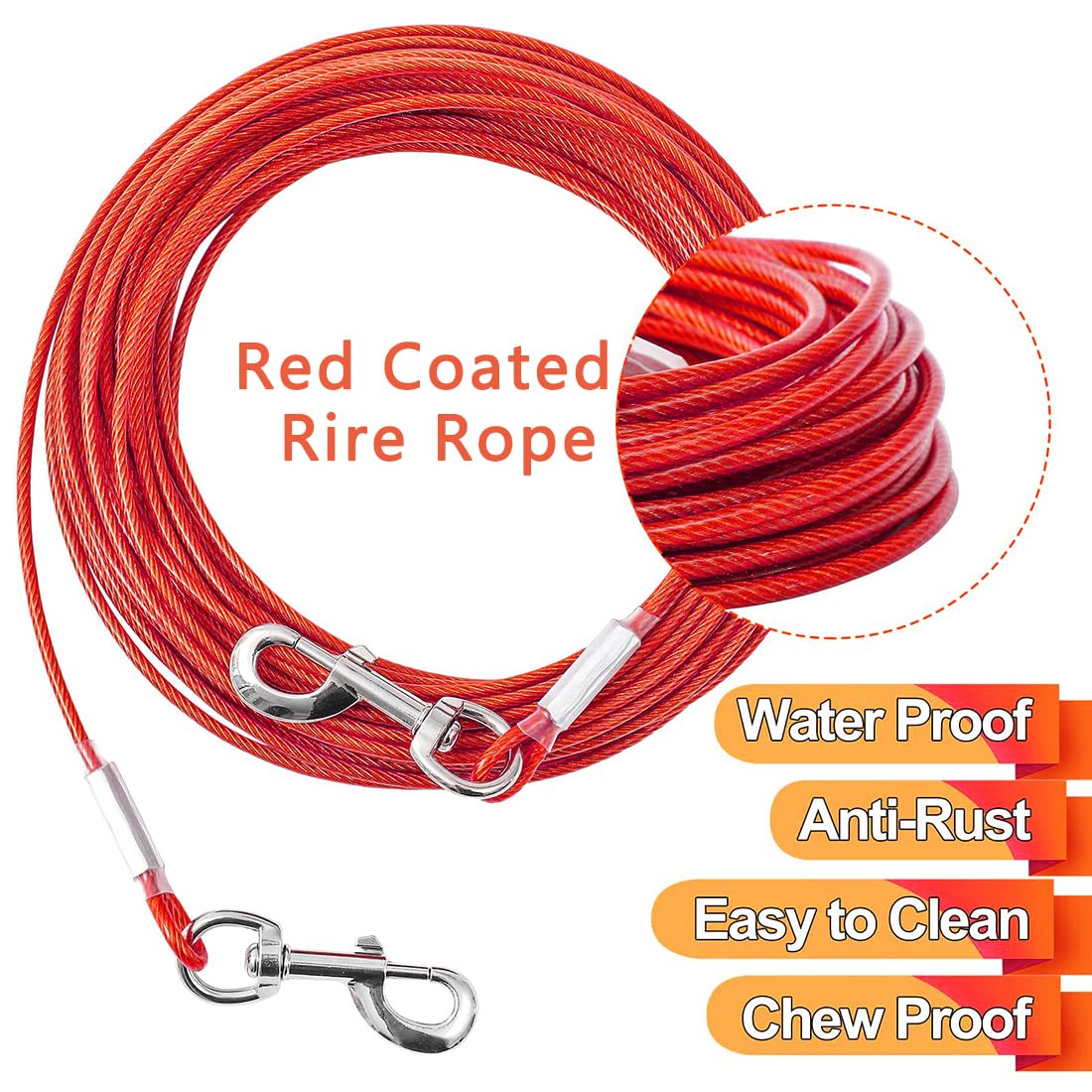 Mi Metty Tie Out Cable For Dogs,50Ft Dog Leads,Heavy Duty Tie Out Cable For Large Dogs Up To 125Lbs,Durable Dog Runner Tether Li