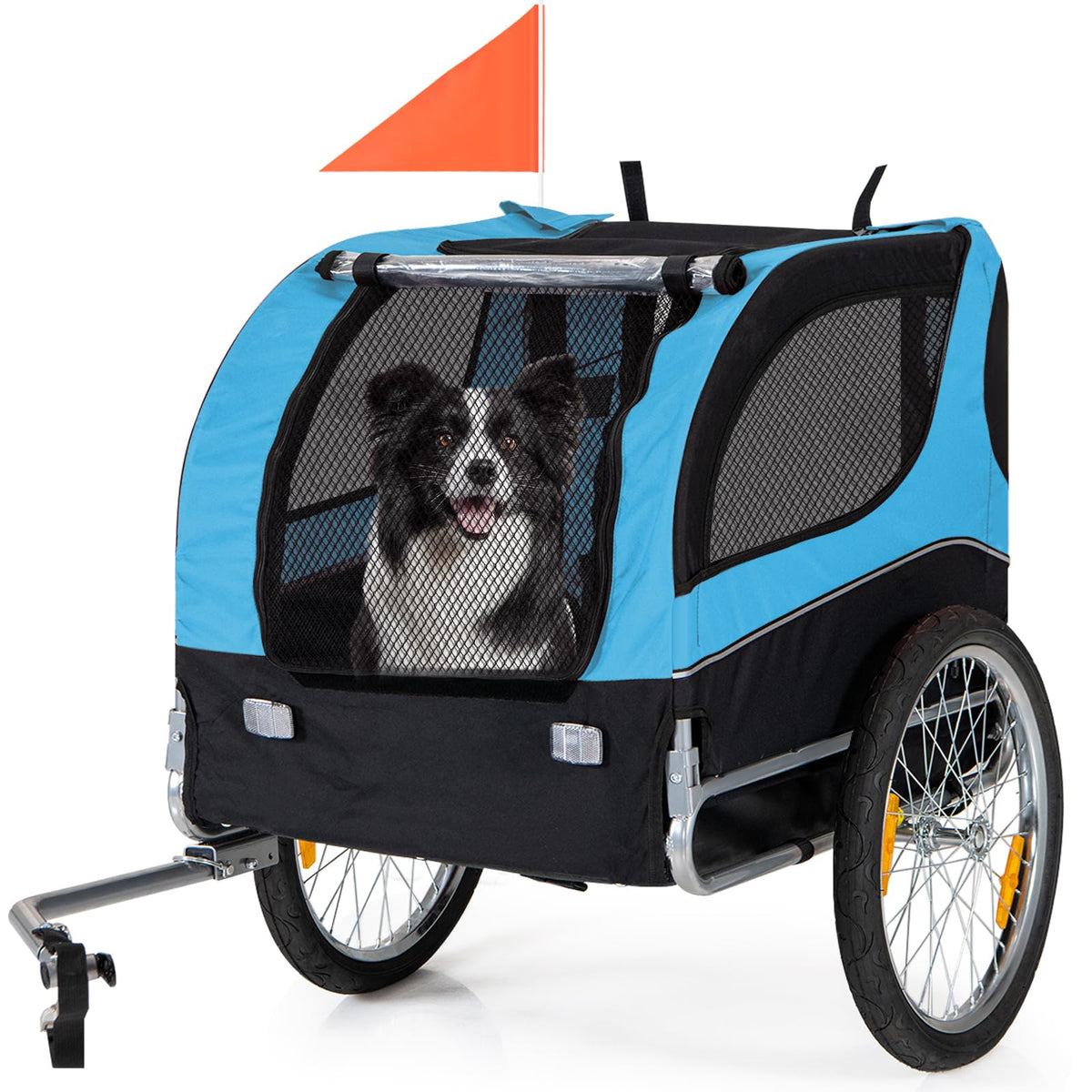 Dog Bicycle Trailer - Happaws Pet Bike Trailer, Dog Carrier For Bike, Cargo Cycle Trailers Wagon Cart W/ 3 Doors, Shock-Absorbent Wheels, Safety Flag, Easy To Connect&Disconnect, Collapsible To Store