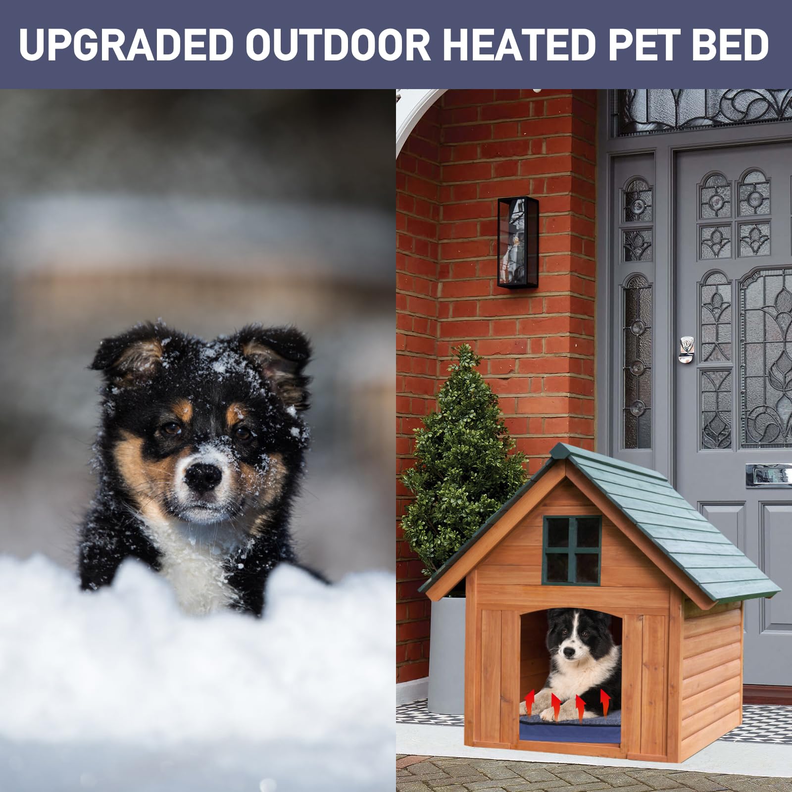 Marunda Outdoor Pet Heating Pad For Dogs & Cats - 100% Waterproof Memory Foam Outdoor Heated Cat Bed With Double Built-In Autothermostat - Heated Pet Bed For Outside Animals (23 X 20 Inch, Heated)