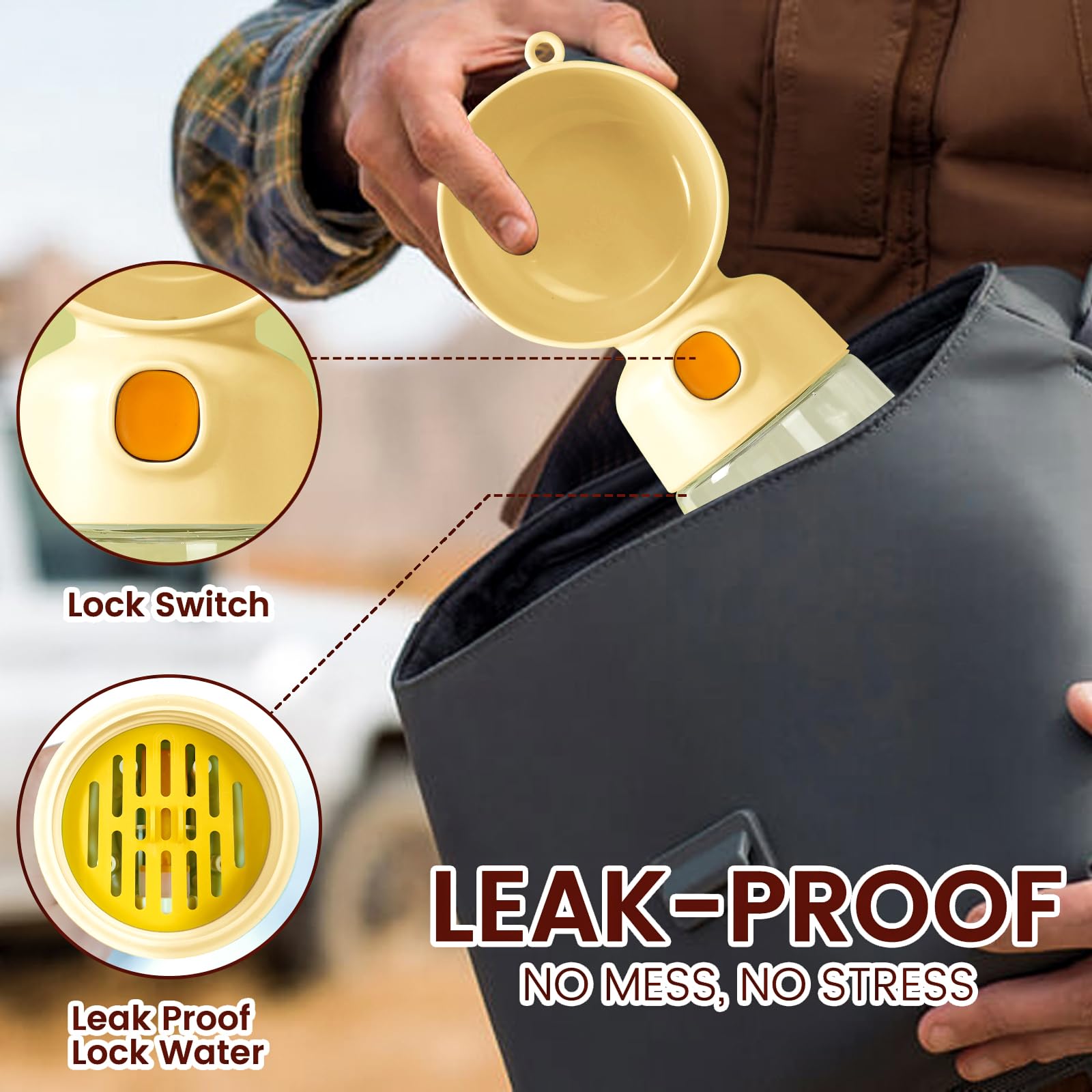 Portable Dog Water Bottle, Large-Capacity Travel Water Dispenser For Cats And Small Dogs - Yellow