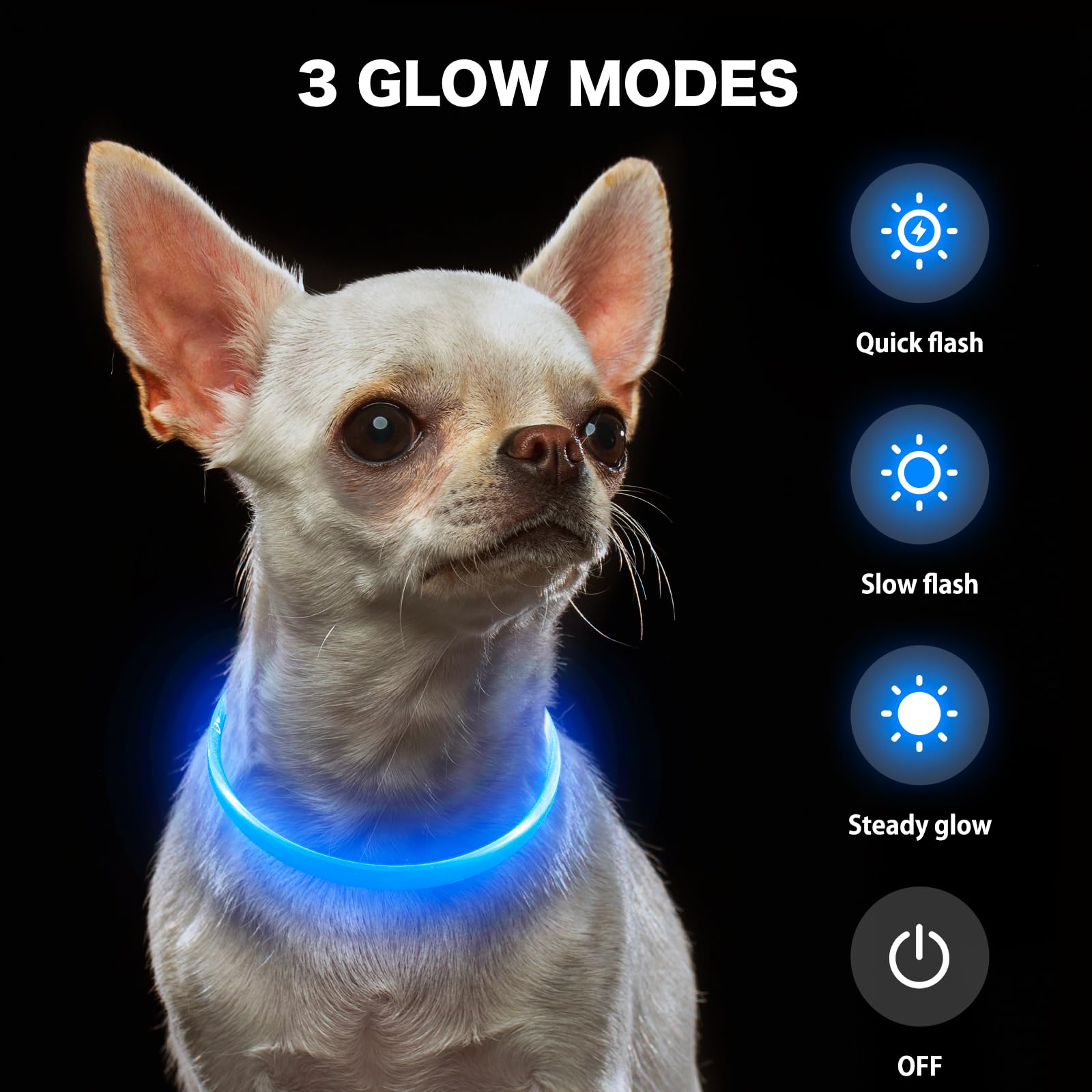Bseen Light Up Dog Collar, Rechargeable Led Puppy Collar Waterproof Glowing Pet Collar Tpu Cuttable Lighted Dog Collar For Small Medium Large Dogs (Xs- Blue(40Cm))