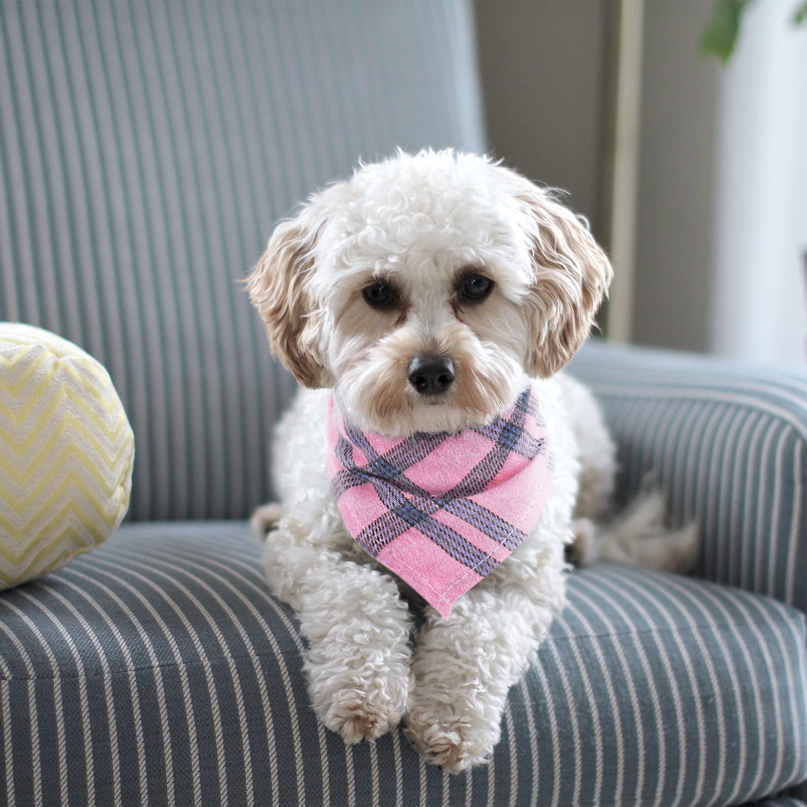 Segarty 15 Pack Triangle Plaid Bibs, 22.8''X15.7'' Pet Scarf Washable Dog Bandanas Accessories Bulk For Small Medium Dogs Cats L