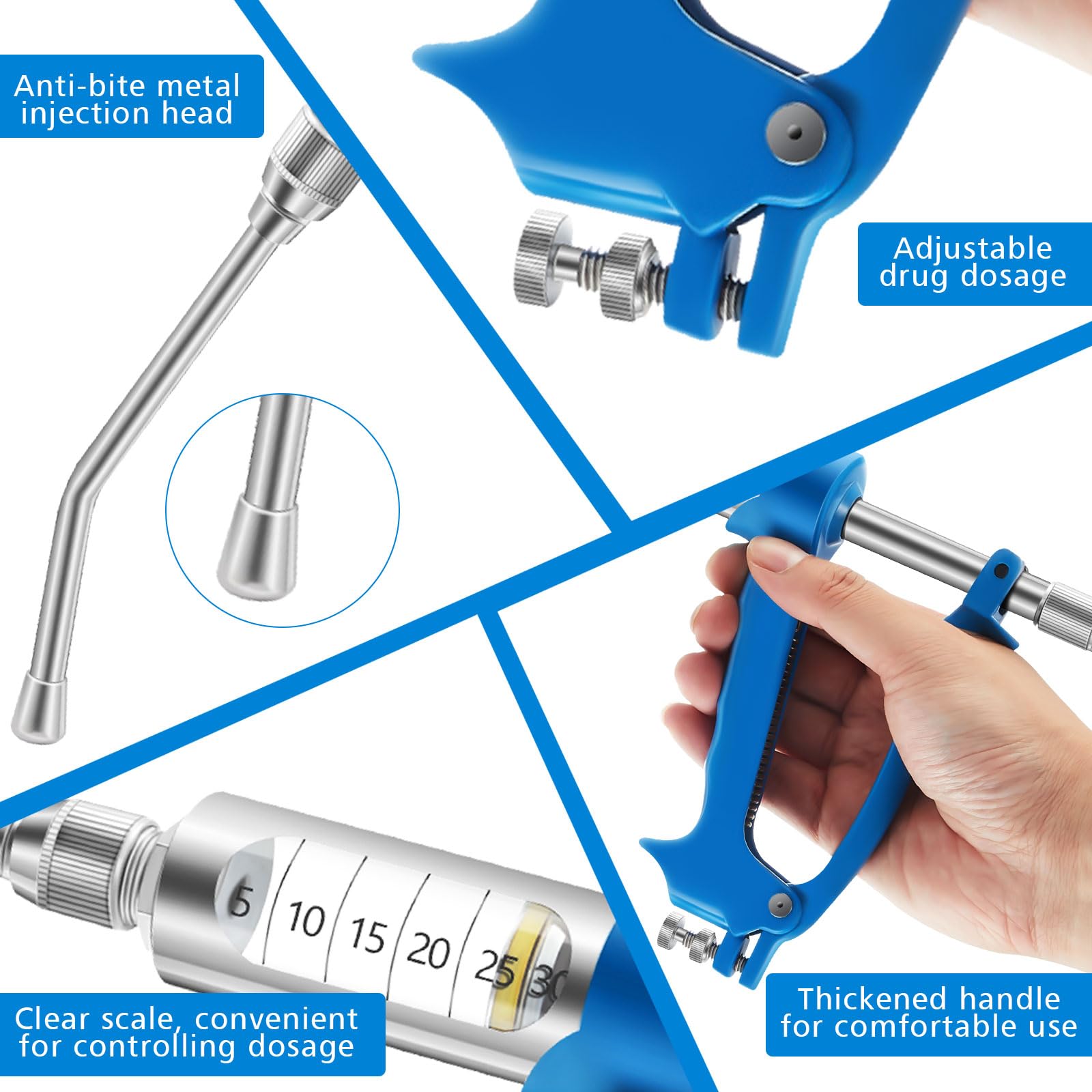 Anglechic 2 Pack 30ml Sheep Drench Adjustable Drench Gun for Goats Metal Veterinary Feeding Gun Veterinary Medicine Syringe Drug