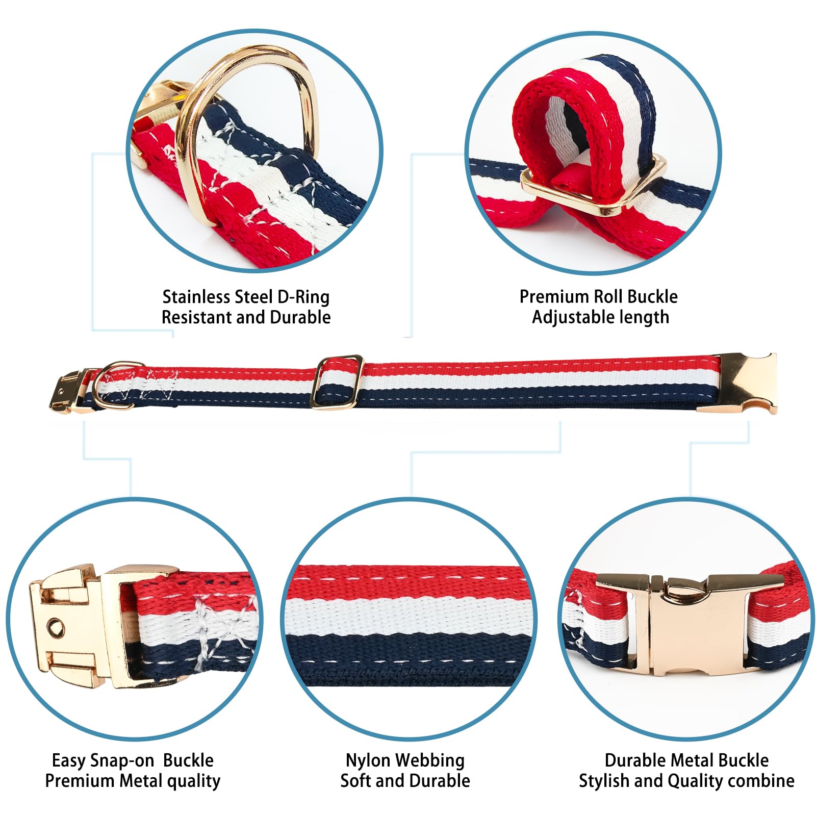Nisiye Luxury Dog Collar, Cute Dog Collars, Durable Pet Collars With Metal Buckle Safety For Large Dogs