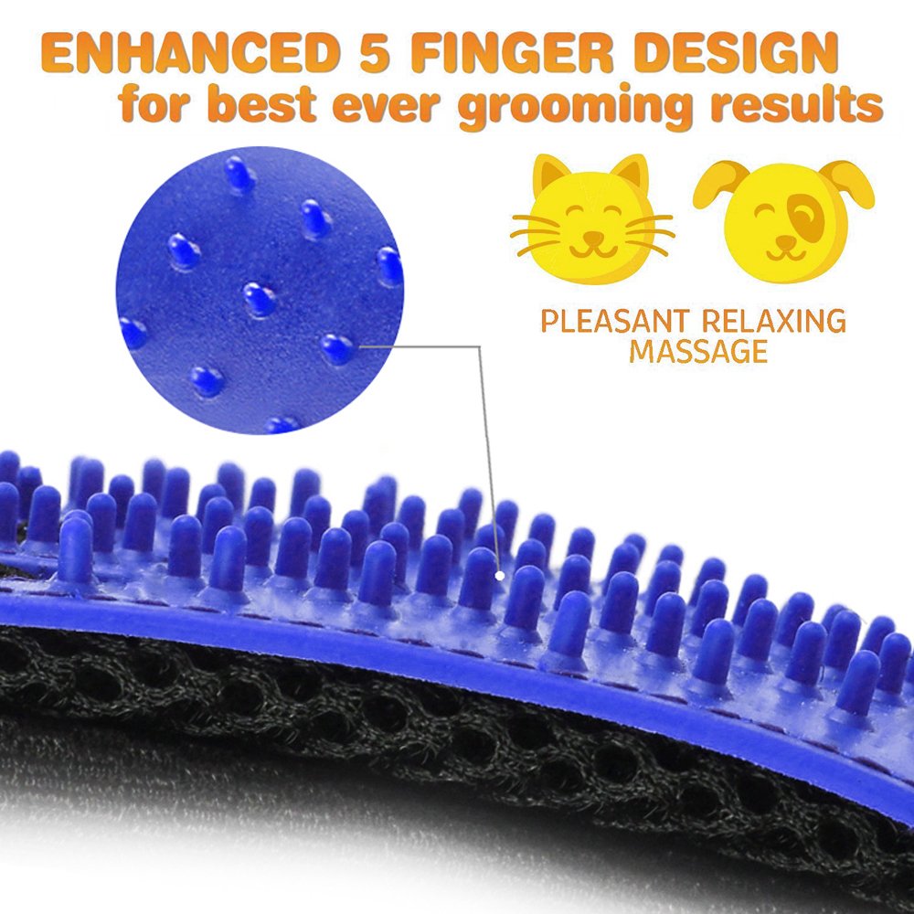 1 Pair Pet Grooming Glove,Gentle Deshedding Brush Glove Hair Remover Brush For Dogs,Cats & Horses With Long & Short Fur