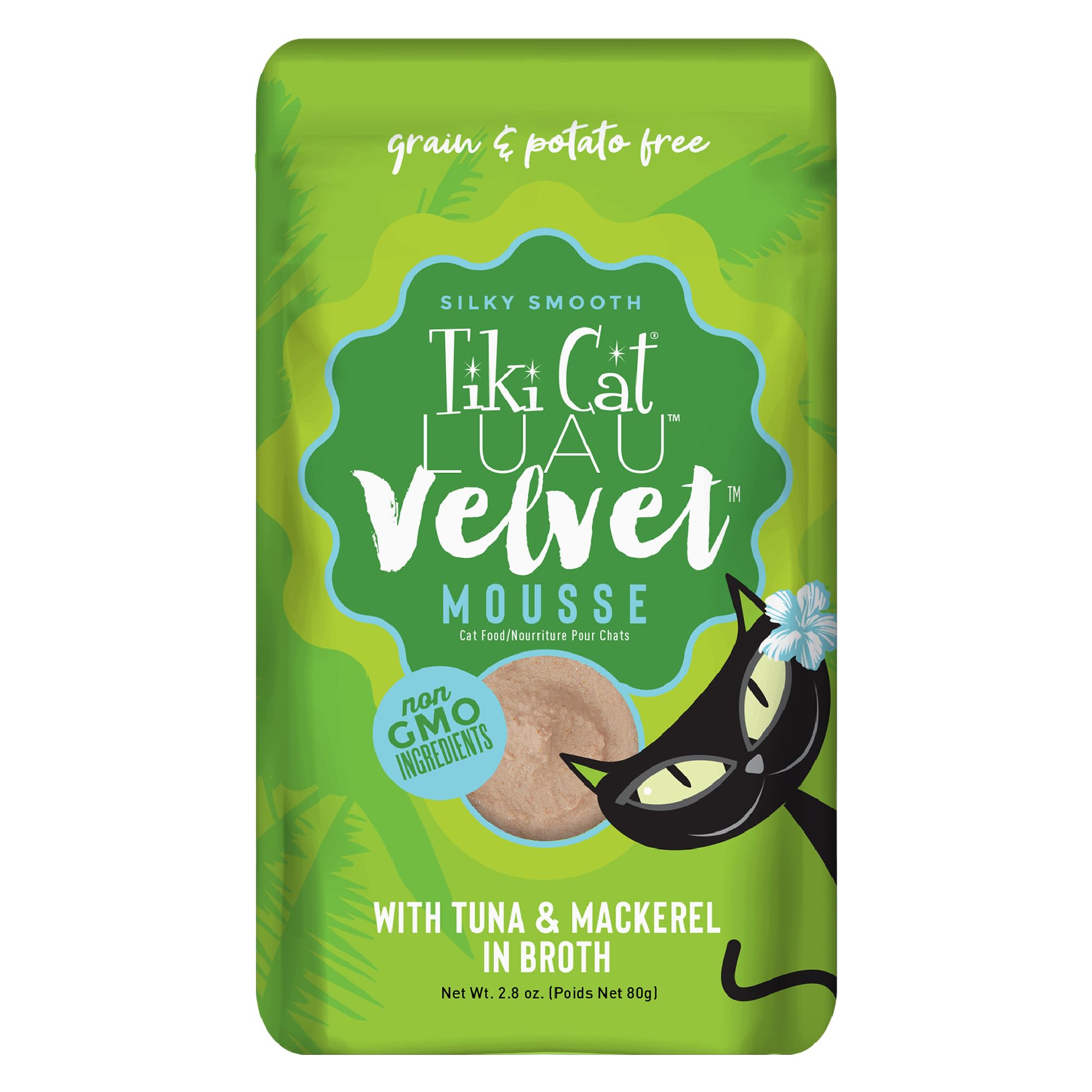 Tiki Cat Luau Velvet Mousse, Tuna & Mackerel in Broth, Complete Nutrition for Balanced Diet, Wet Cat Food For All Life Stages, 2