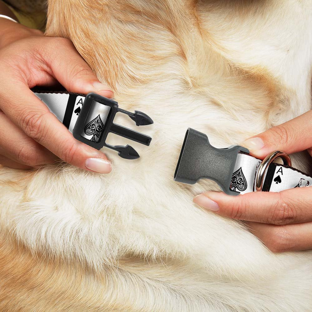 Buckle-Down Plastic Clip Collar - Ace Of Spades - 1' Wide - Fits 15-26' Neck - Large