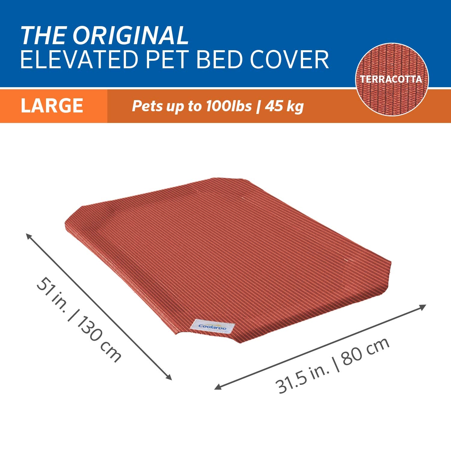 Original Pet Bed Replacement Cover - Terracotta - Large (43.5' X 31.5')