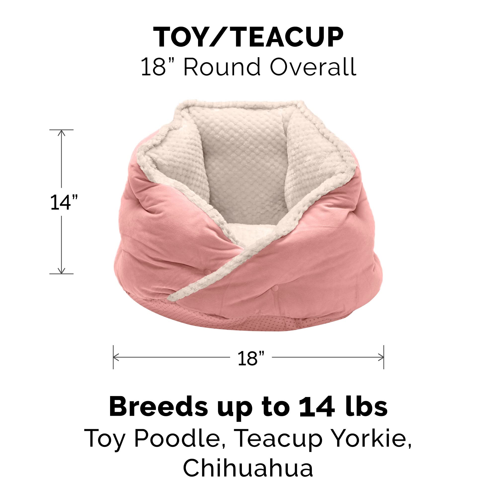 Furhaven 18 Round Pet Bed for Indoor Cats & Small Dogs, 100% Washable, For Pets Up to 14 lbs - Minky Plush & Velvet Hug Bed - So