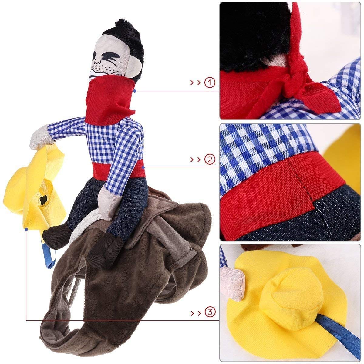 Ismarten Pet Costume Dog Costume Clothes Pet Outfit Suit Cowboy Rider Style With Doll And Hat Pet Costume (S)