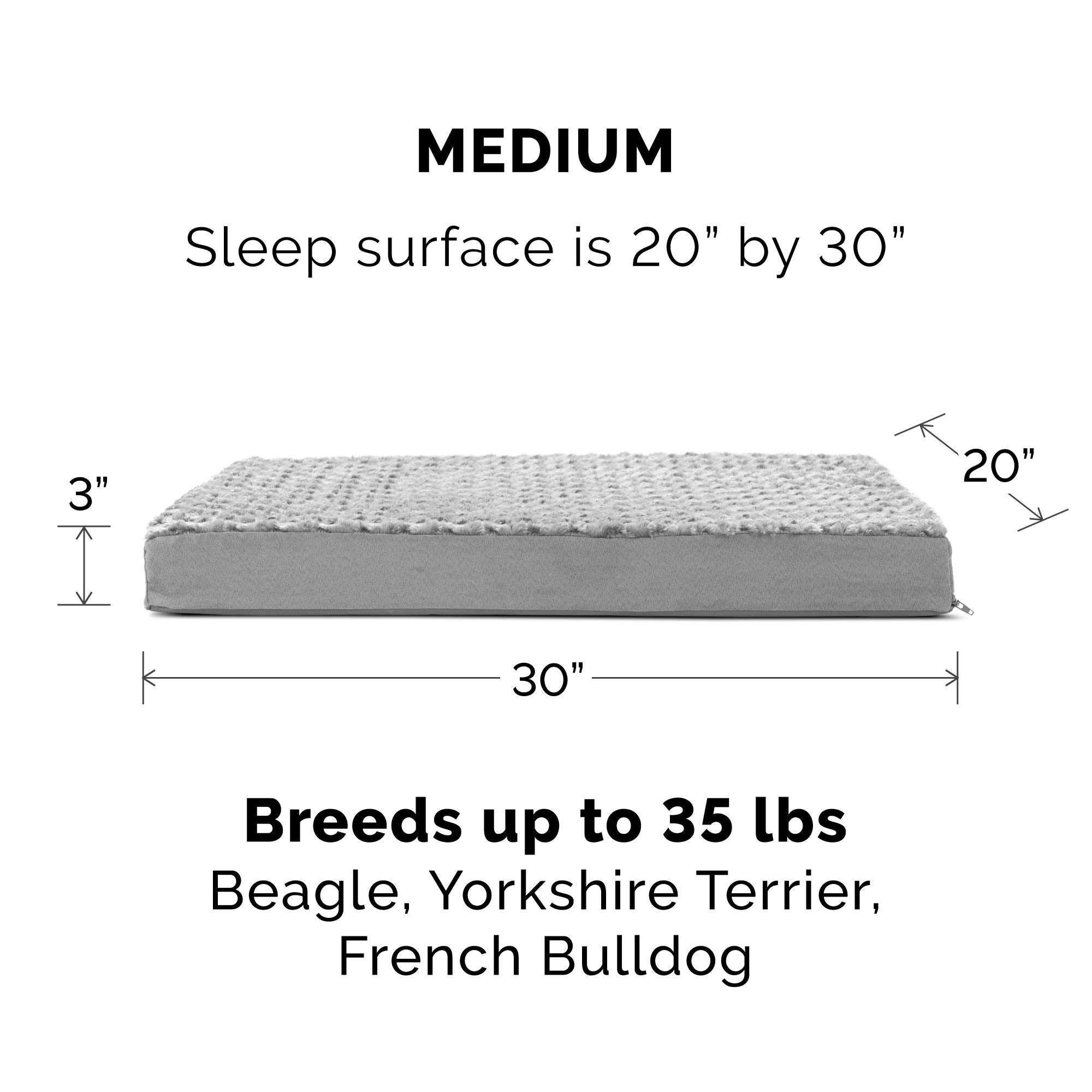 Furhaven Orthopedic Dog Bed For Medium/Small Dogs W/ Removable Washable Cover, For Dogs Up To 35 Lbs - Ultra Plush Faux Fur & Suede Mattress - Gray, Medium