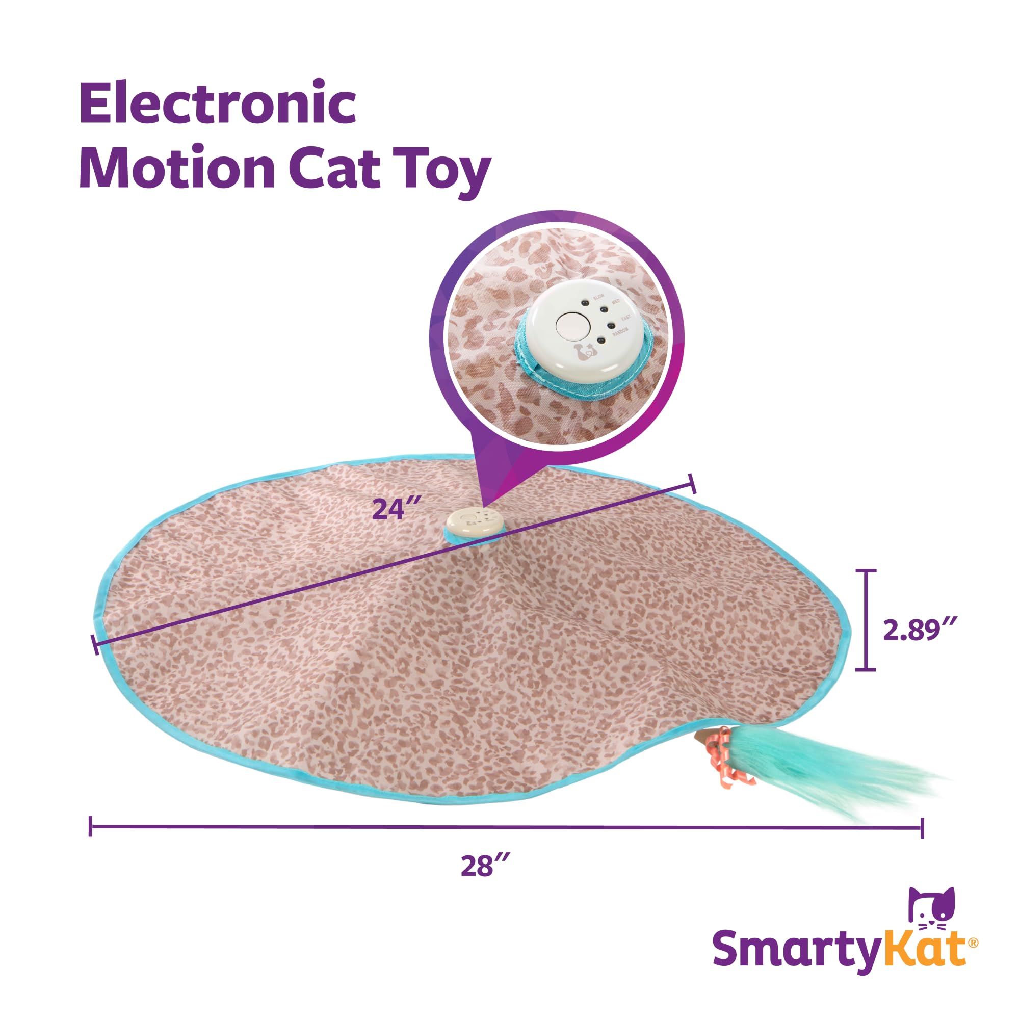 SmartyKat Hidden Hijinks Toy for Indoor Cats & Kittens, Electronic Interactive Motion Toy, Featuring Teaser Wand, Plus Replaceab