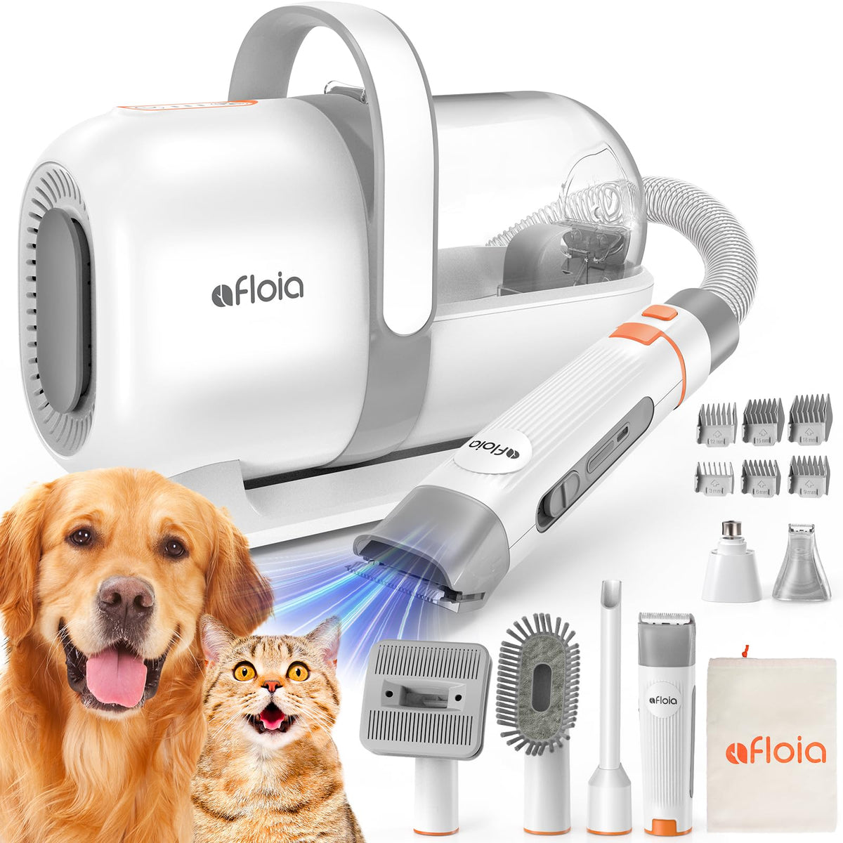 Afloia Dog Grooming Kit, Pet Grooming Vacuum & Dog Clippers Nail Trimmer Grinder & Dog Brush For Shedding With 6 Pet Grooming To