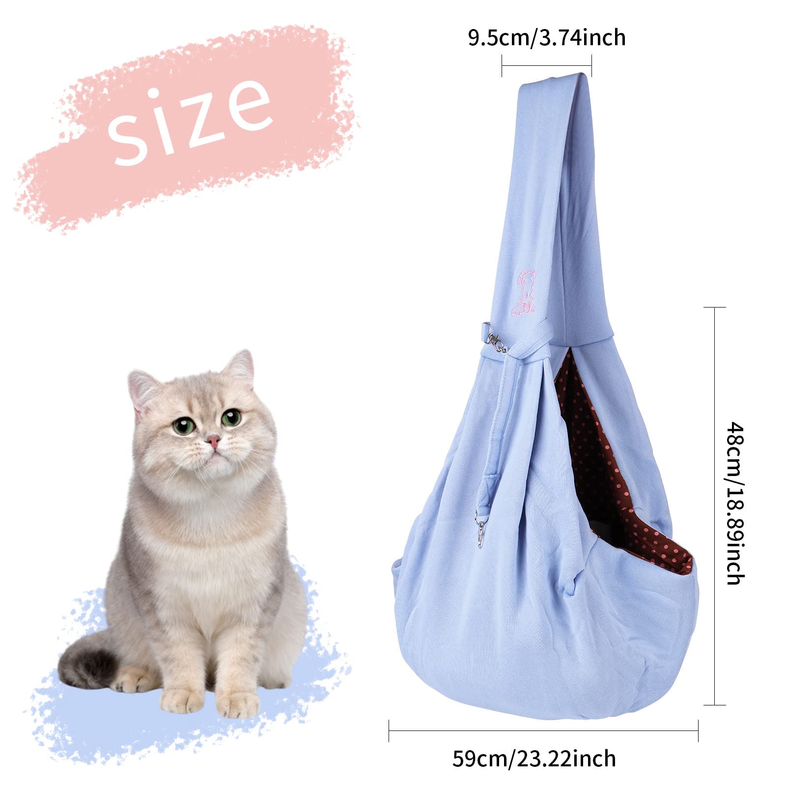Small Dog Cat Sling Carrier,Hands Free Reversible Pet Carriers Bag,Pet Carrier Shoulder Crossbody Pet Slings Suitable for Puppy,