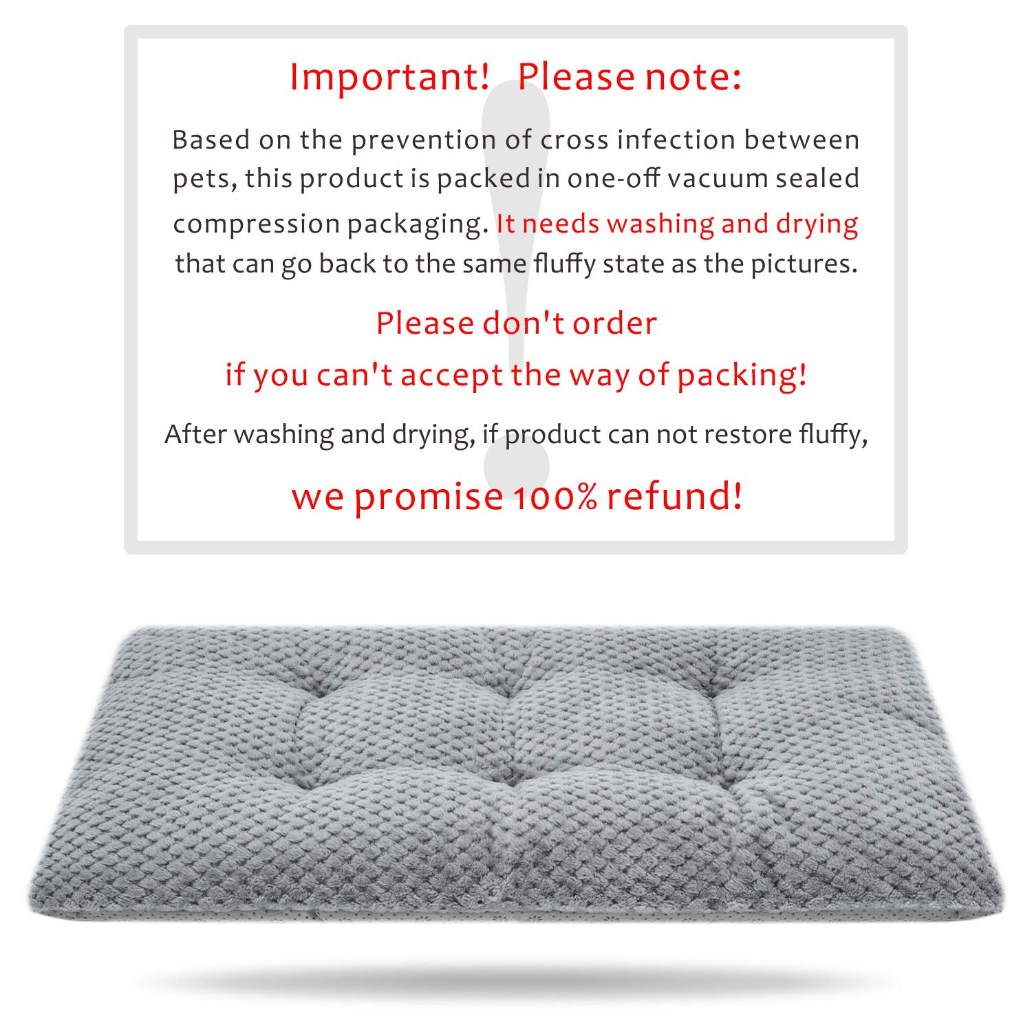 Wonder Miracle Fuzzy Deluxe Pet Beds, Super Plush Dog Or Cat Beds Ideal For Dog Crates, Machine Wash & Dryer Friendly (15' X 23', S-Grey)