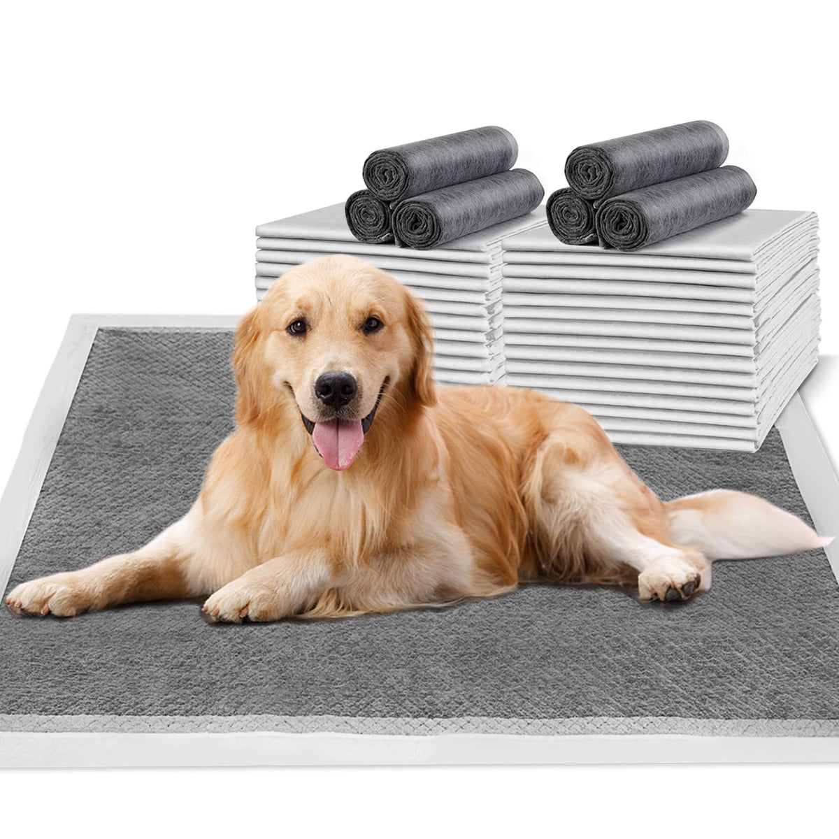 Hidoggyld Dog Pee Pads Extra Large 28' X 34', 40 Count, Charcoal Puppy Pads Xl, Potty Pet Training Pads With Adhesive Sticky Tape, Super Absorbent & Leak-Proof Disposable Pad For Doggies