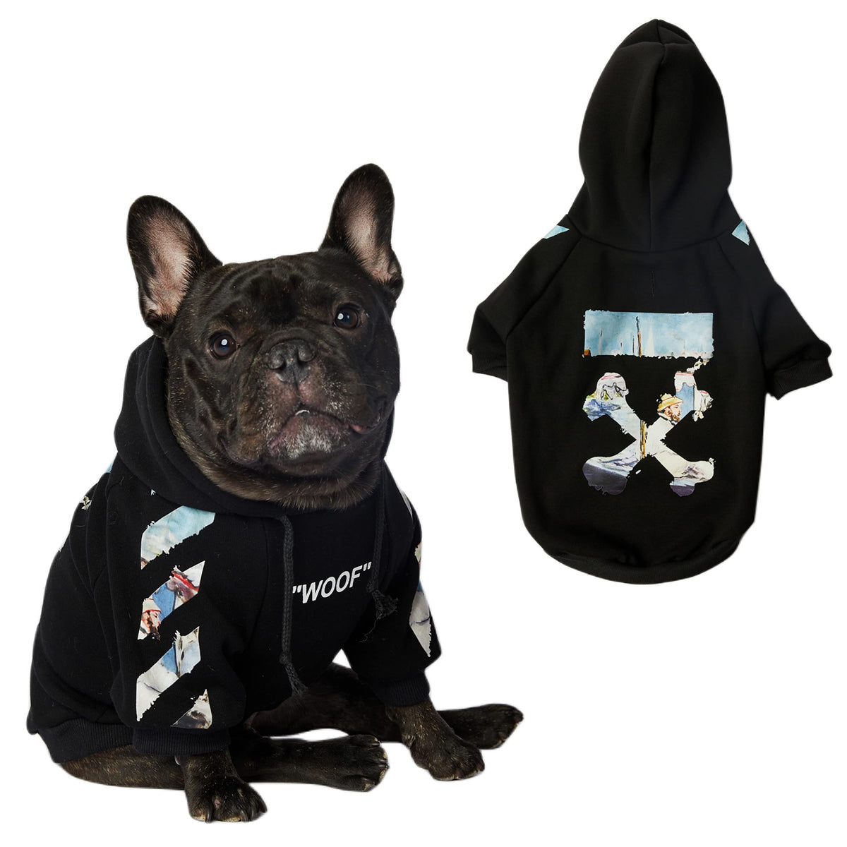 Chochocho Woof Dog Hoodie, Designer Dog Hoodies For Small Medium Large Breeds, Art Collection Dog Sweatshirts, Street Drawstring