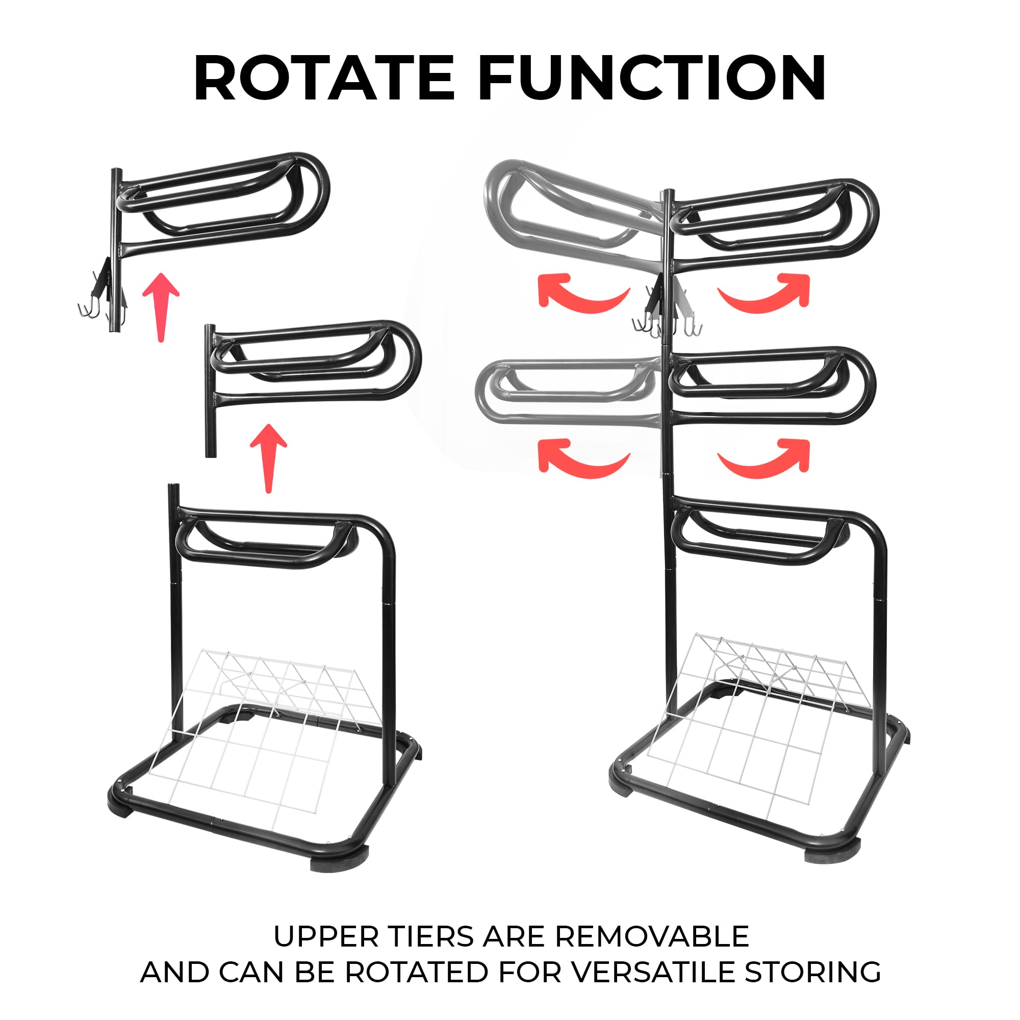 Homestead 220 Lbs Rolling Saddle Rack Cart with Basket - Heavy Duty Saddle Stand for Western Horse Gear, Organizers and Storage