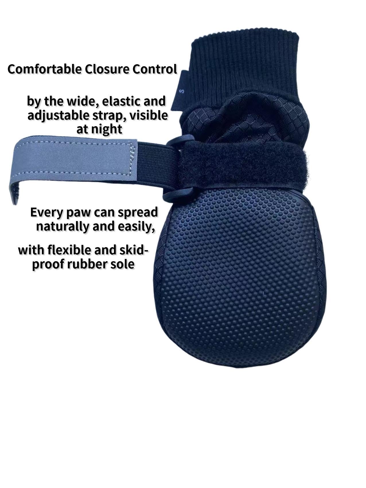 LONSUNEER Paw Protector Dog Boots Soft Sole Nonslip and Reflective Set of 4 Color Black Size Small