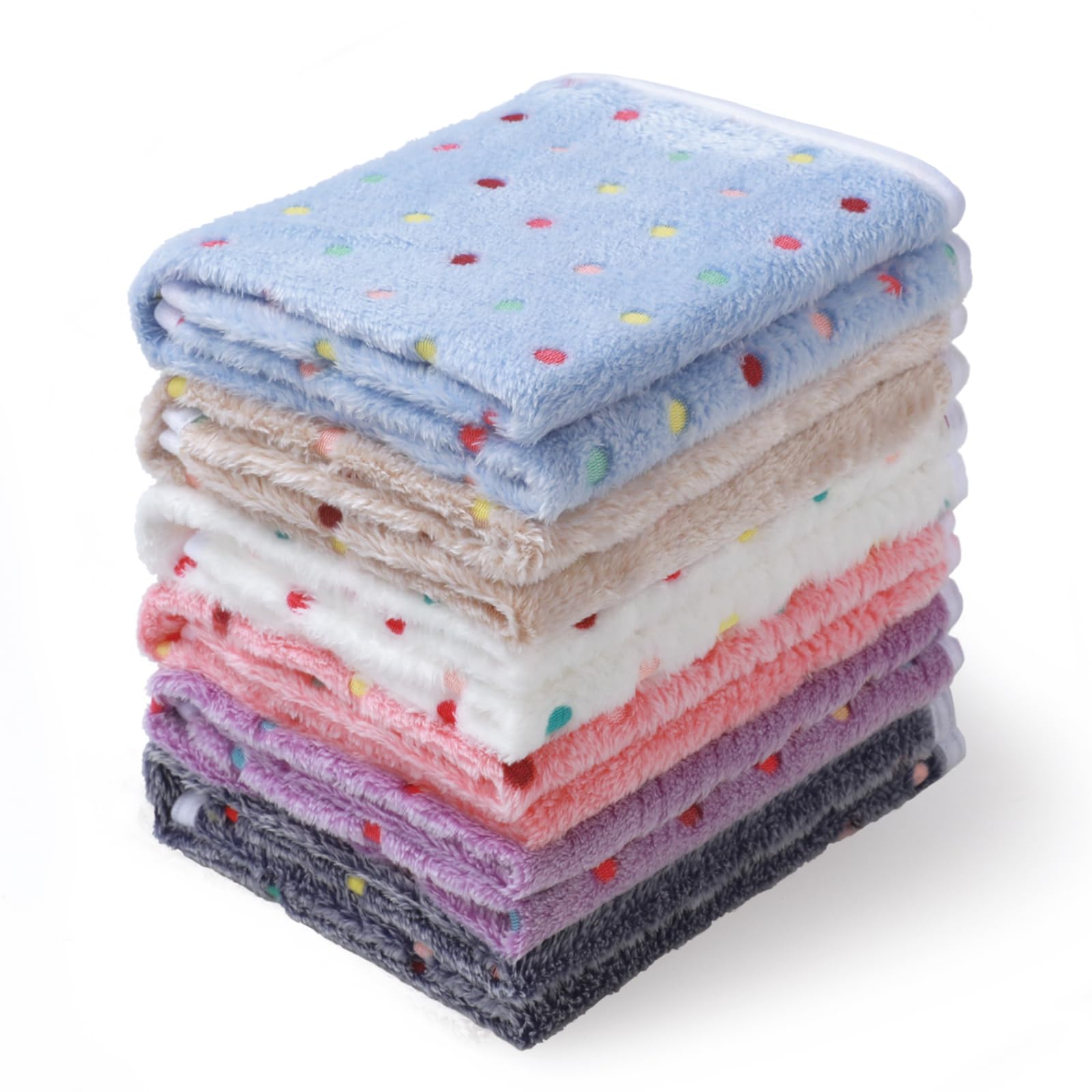 1 Pack 6 Blankets Dog Cat Soft Fluffy Fleece Pet Blanket Warm Cute Print Design Puppy Kitten Blanket Doggy Dot Medium(30X20)