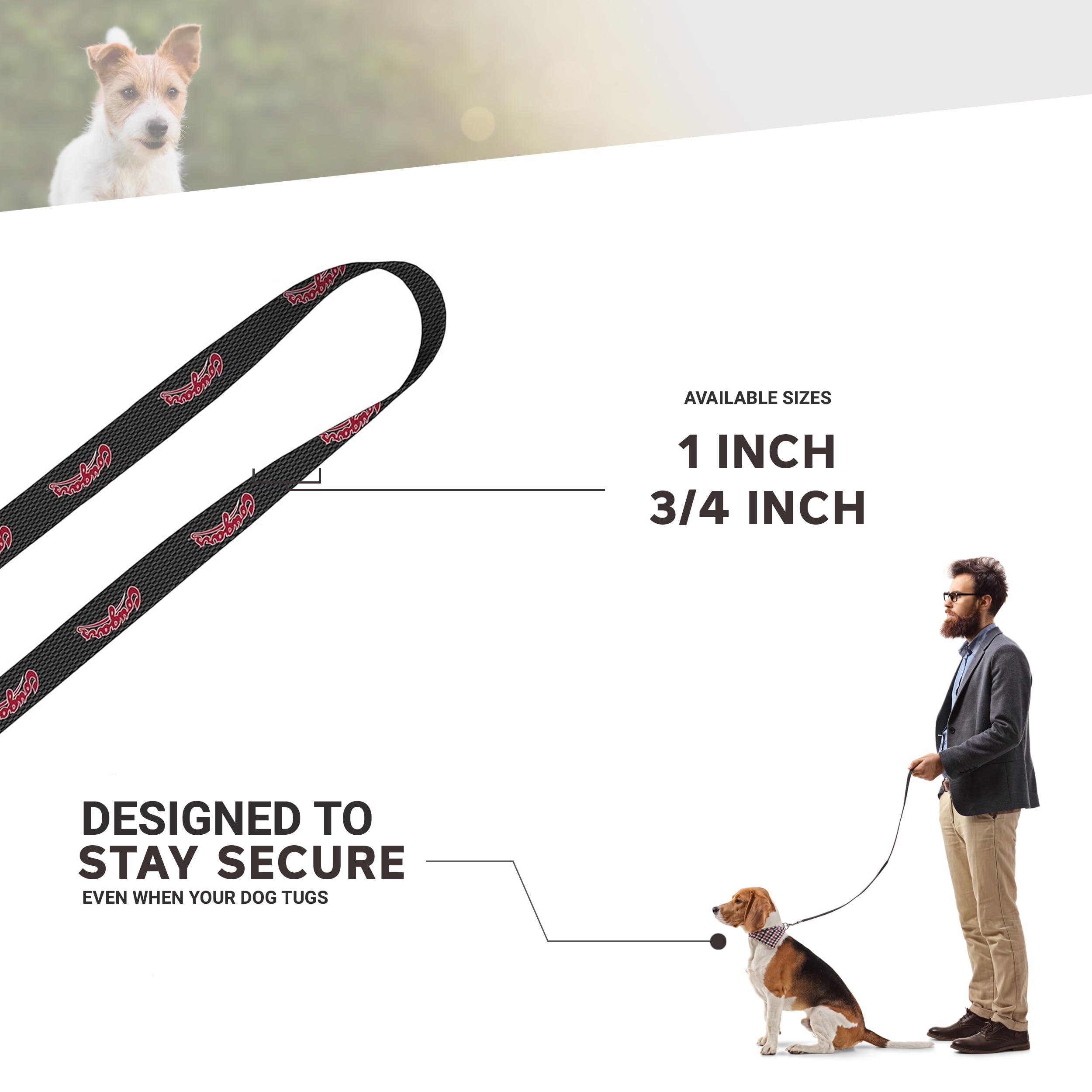Moose Pet Wear Dog Leash - Washington State University Cougars Pet Leash, 1 Inch Wide X 6 Feet Long, Cougars On Carbon Fiber