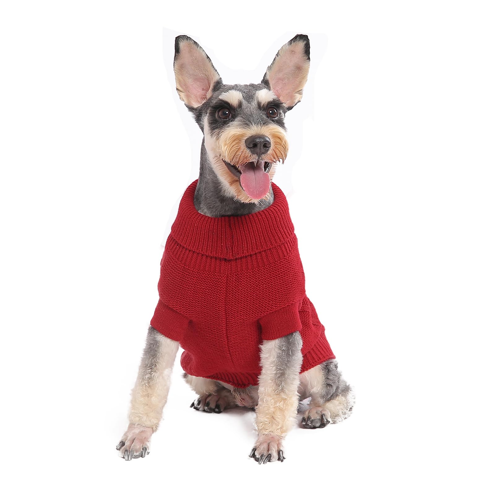 Dog Christmas Sweater, Mengmengda Cable Knitwear, Warm Clothes For Chihuahua, Bulldog, Dachshund, Pug, Yorkie, Dog Outfits For Small Dogs Medium Dogs (Red Xs)