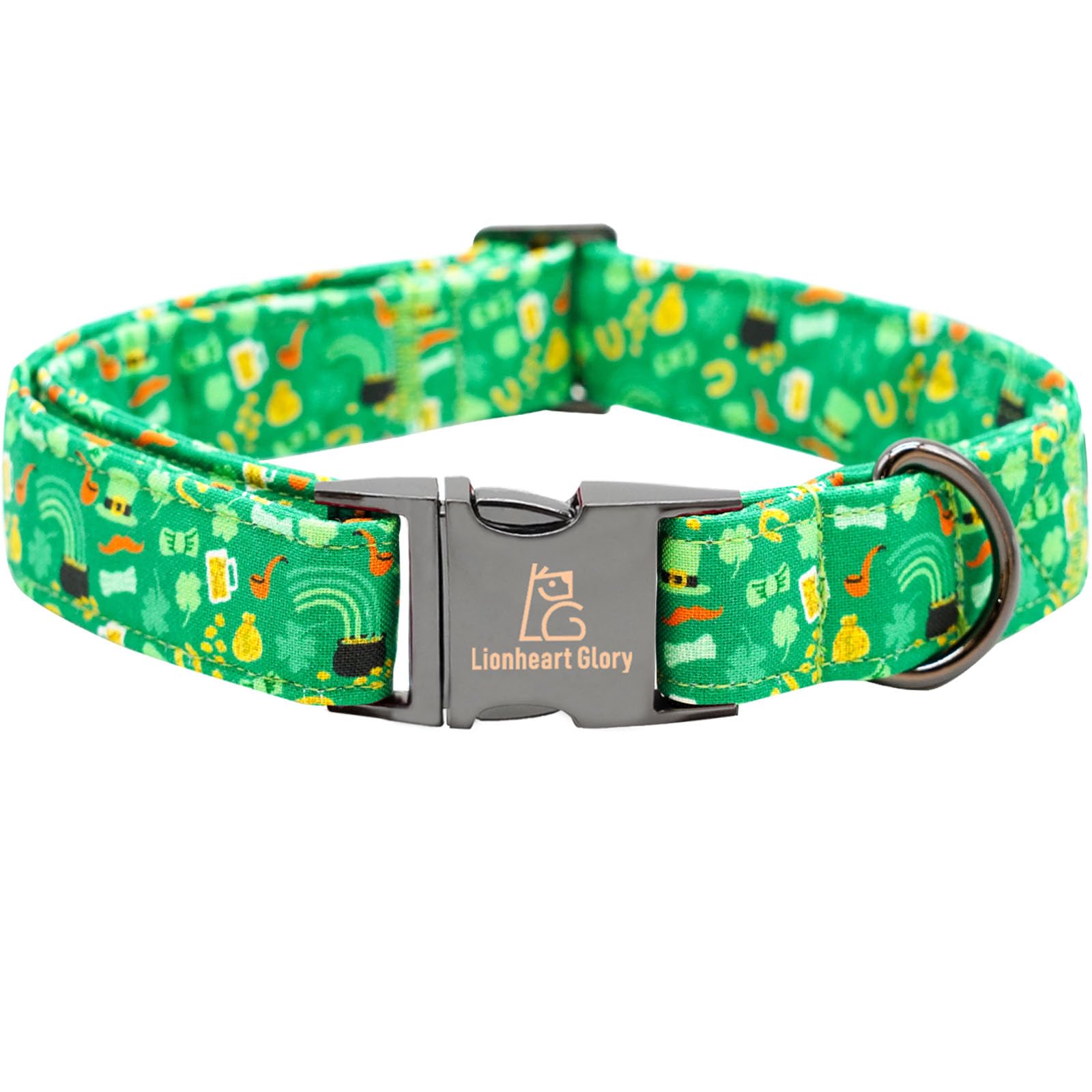 Lionheart Glory St. Patrick Dog Collar, Clover Collars Green Dog Collar For Small Dogs Spring Dog Collar Adjustable Heavy-Duty P