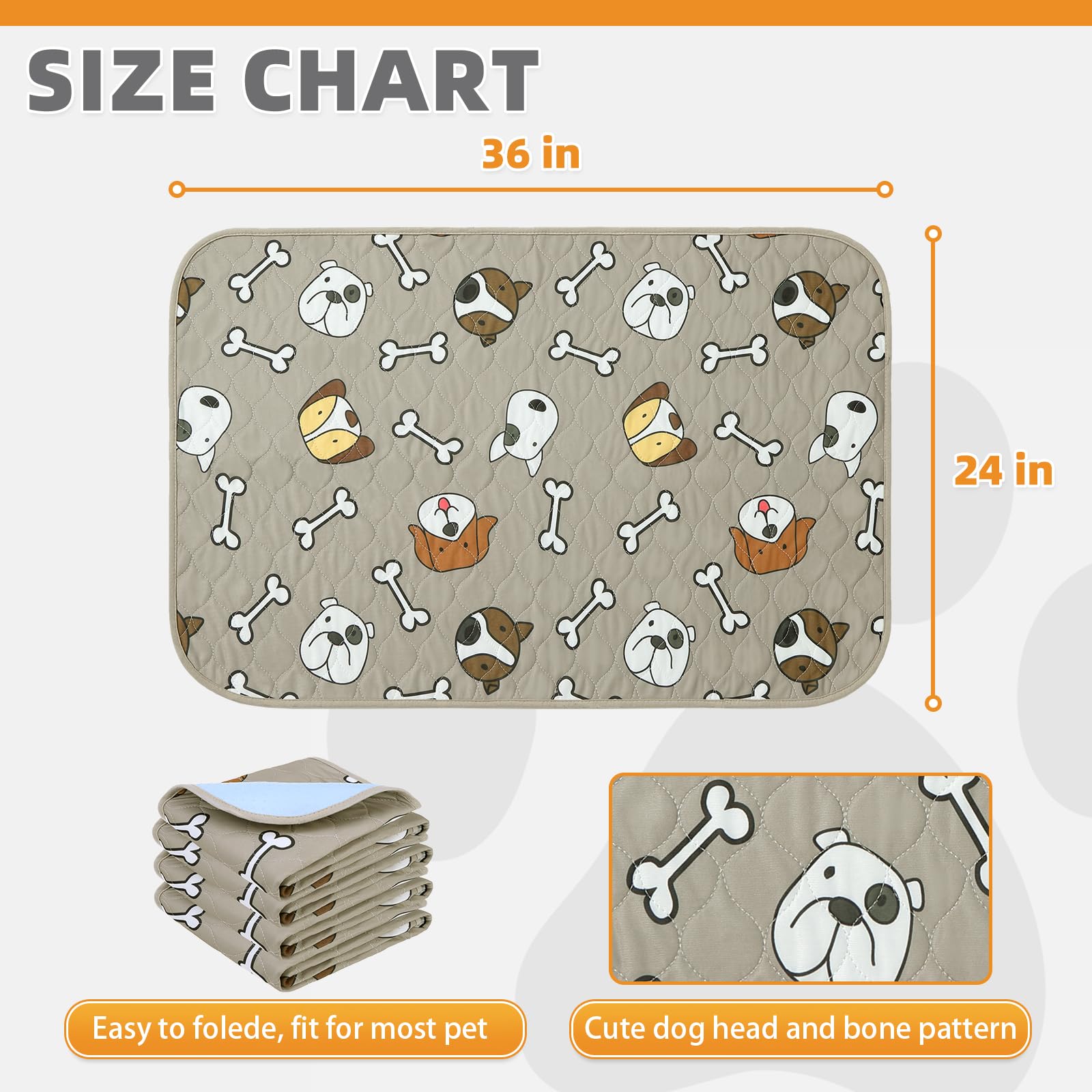 Kooltail Washable Pee Pads For Dogs, 4 Packssuper Absorbent Leakproof & Non-Slip Dog Pee Pad Large, Reusable Puppy Training Pads