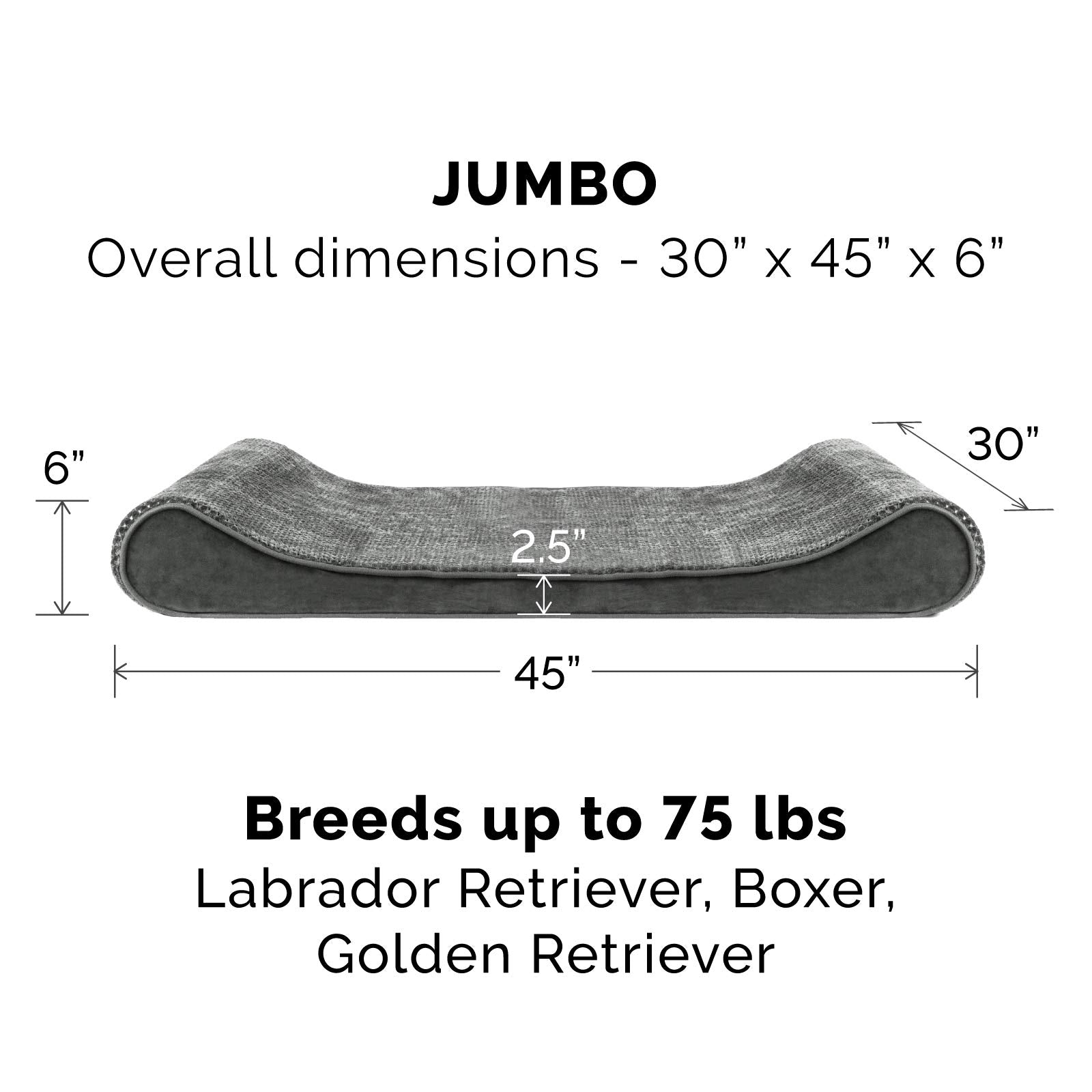 Furhaven Orthopedic Dog Bed For Large Dogs W/ Removable Washable Cover, For Dogs Up To 75 Lbs - Minky Plush & Velvet Luxe Lounge