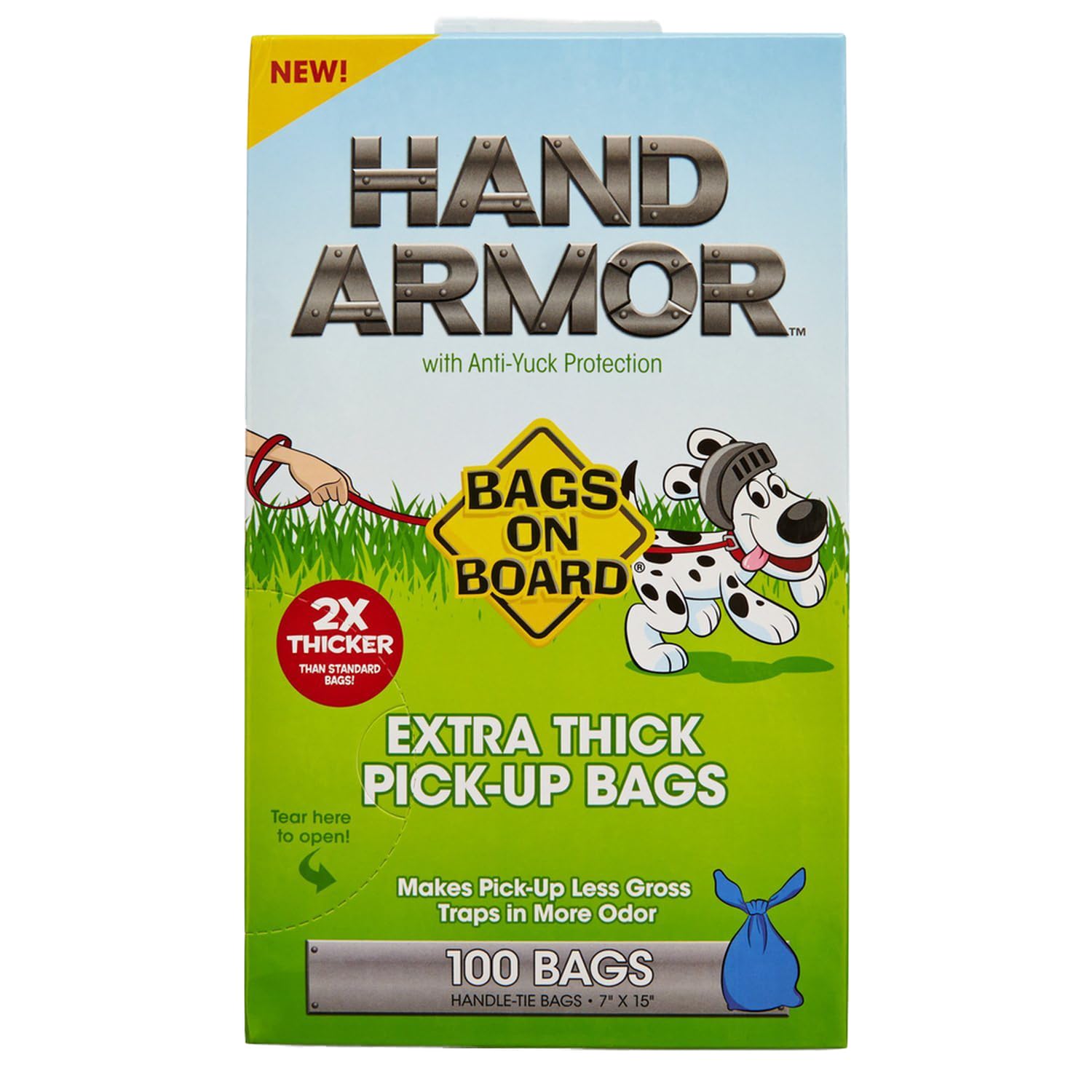 Bags On Board Hand Armor Dog Poop Bags | Extra Thick Dog Waste Bags With Leak Proof Protection | 7X15 Inches, 100 Bags, Blue, 32