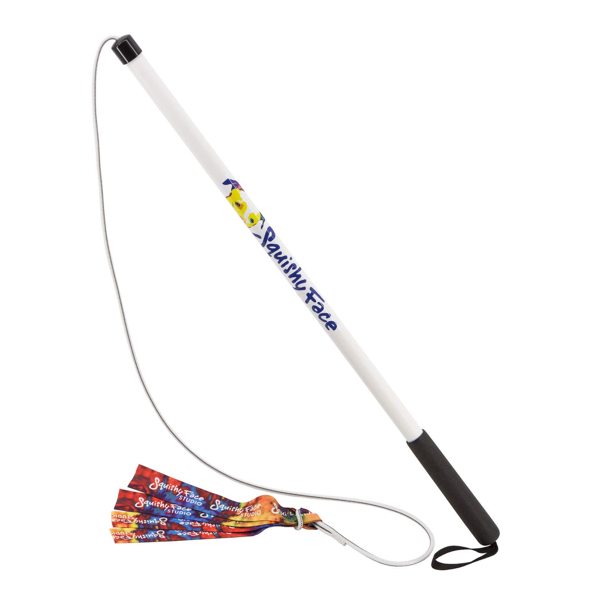 Squishy Face Studio Flirt Pole V2 with Lure - Durable Dog Toy for Fun Obedience Training & Exercise, Rainbow Tie Dye, Regular - 